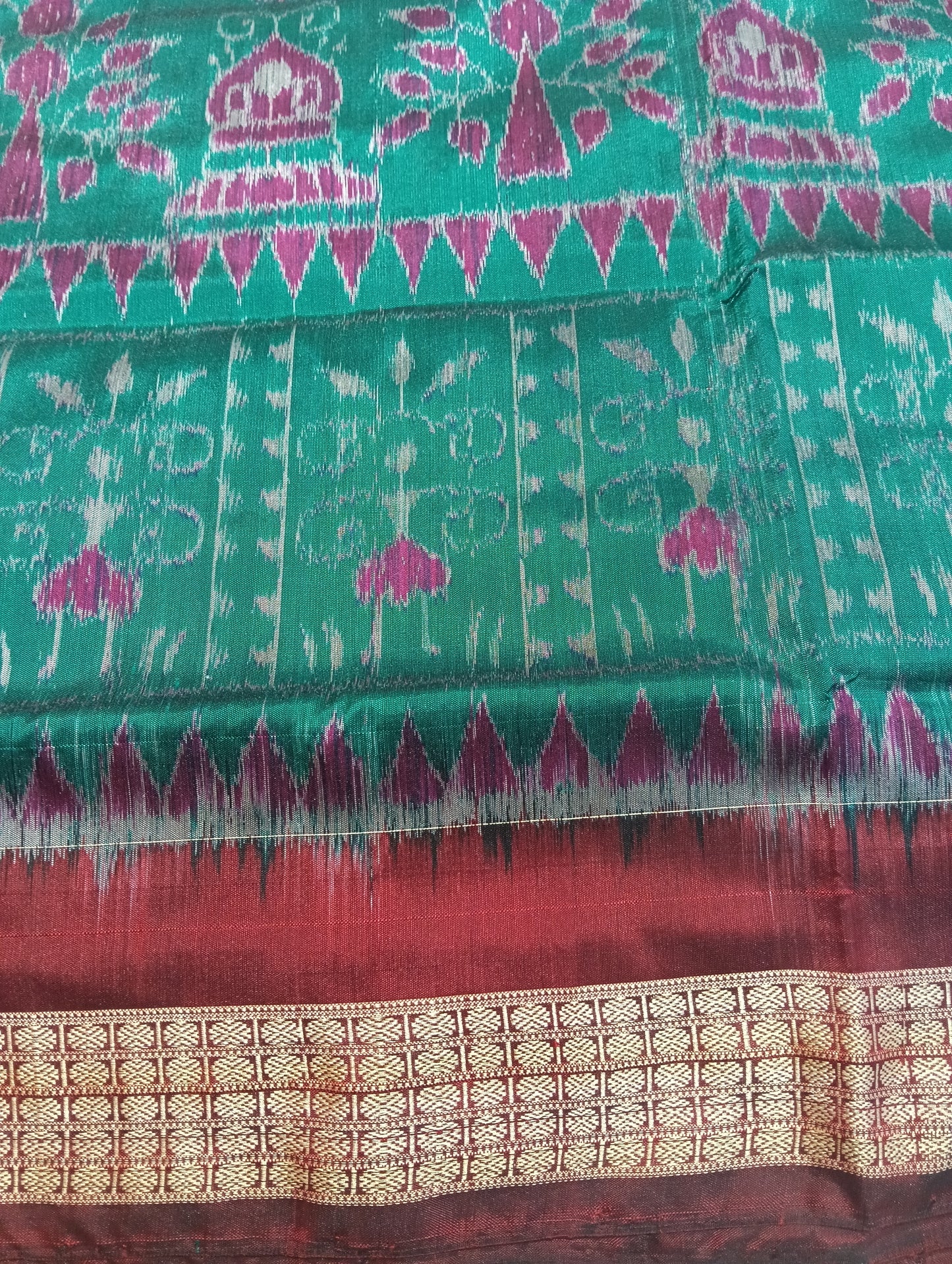 Jade marron sambal silk saree - Tilottama