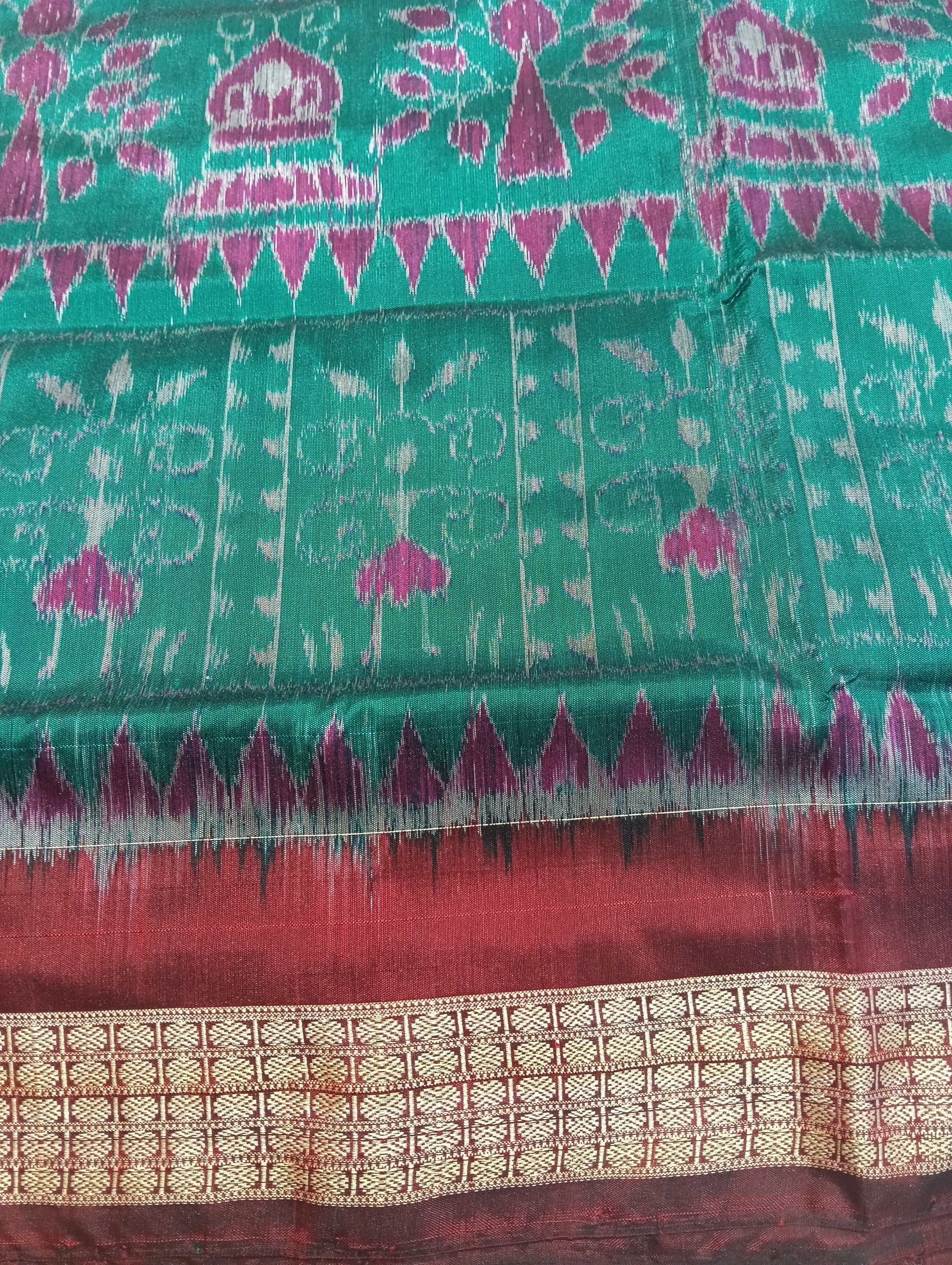 Jade marron sambal silk saree - Tilottama