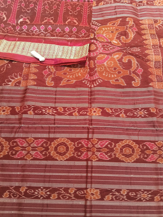Coffe pink sambalpuri silk saree - Tilottama