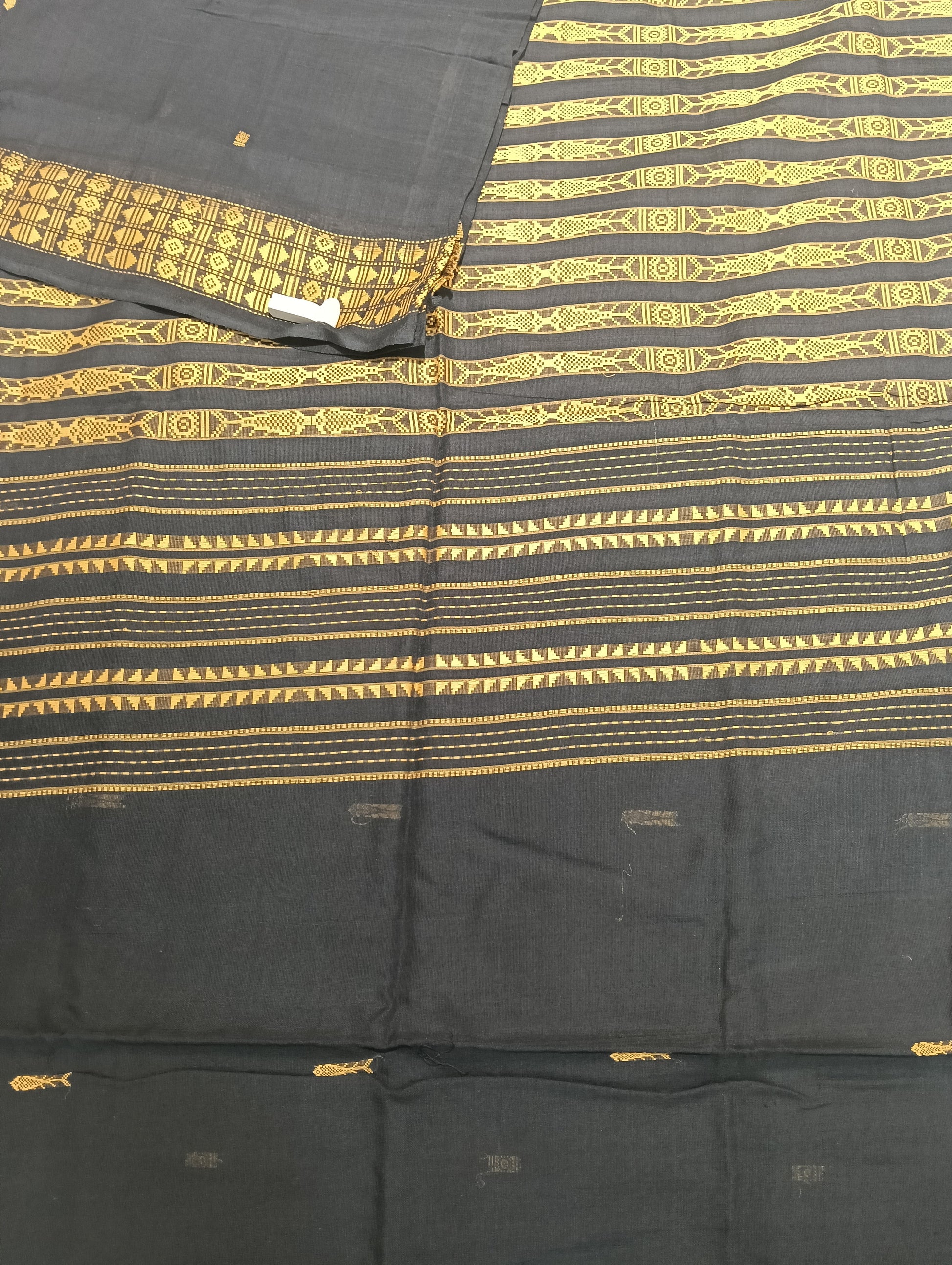 Black golden habaspuri cotton saree - Tilottama