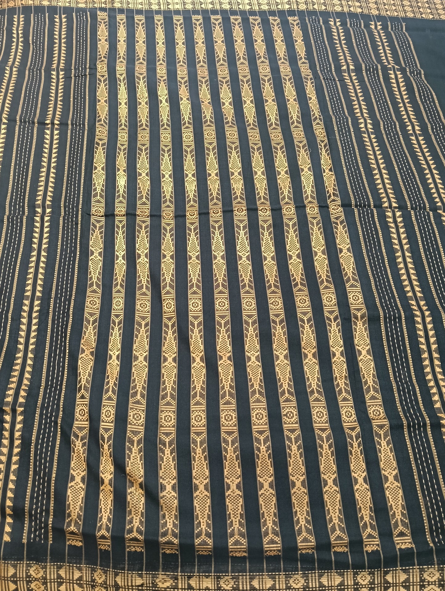 Black golden habaspuri cotton saree - Tilottama