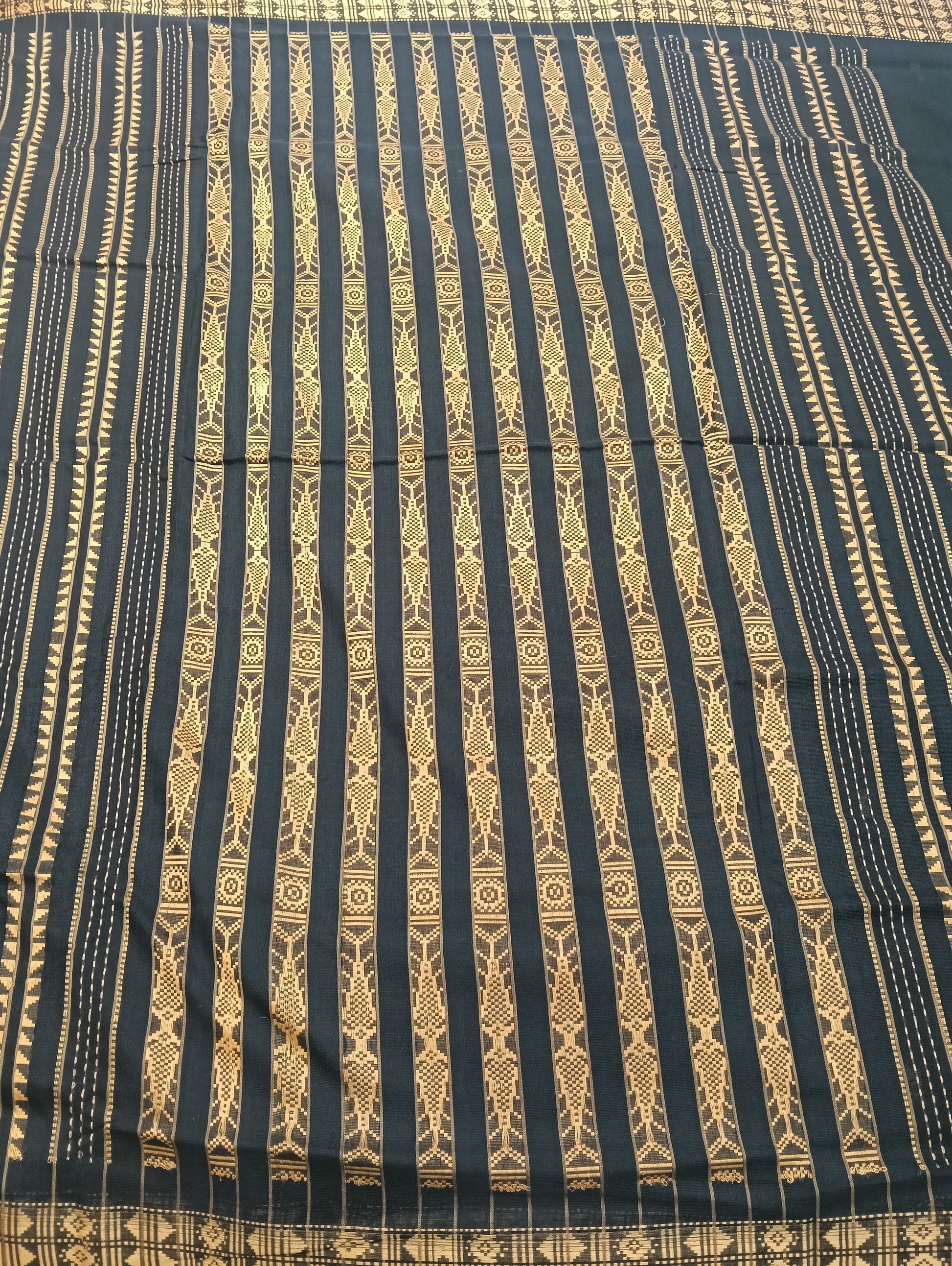 Black golden habaspuri cotton saree - Tilottama