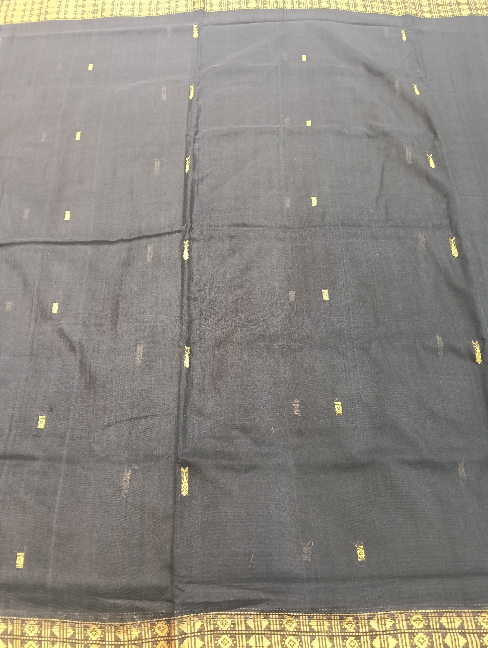 Black golden habaspuri cotton saree - Tilottama