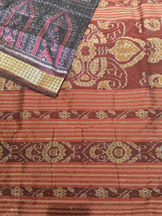 Purple marron sambal silk saree - Tilottama