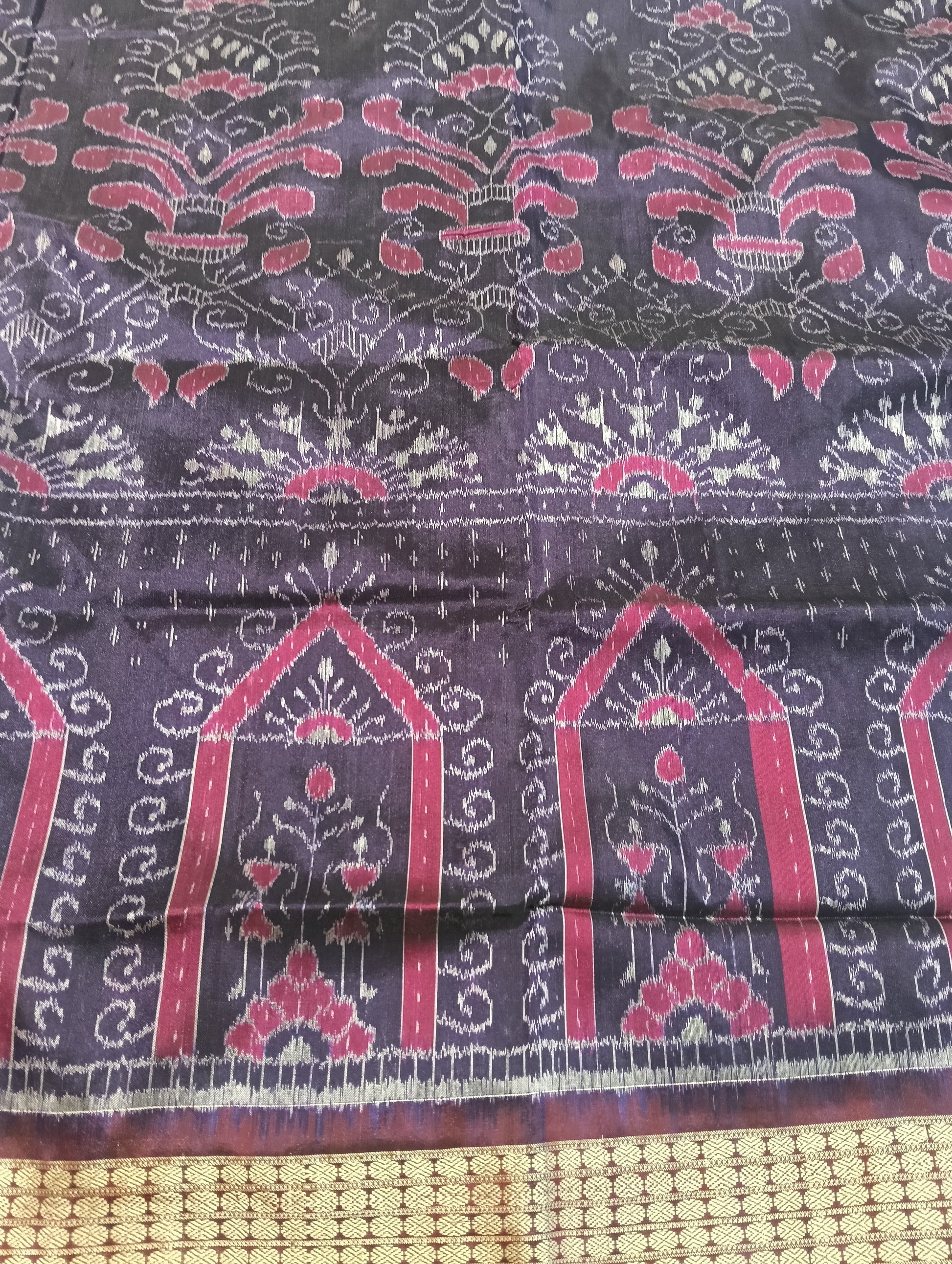 Purple marron sambal silk saree - Tilottama