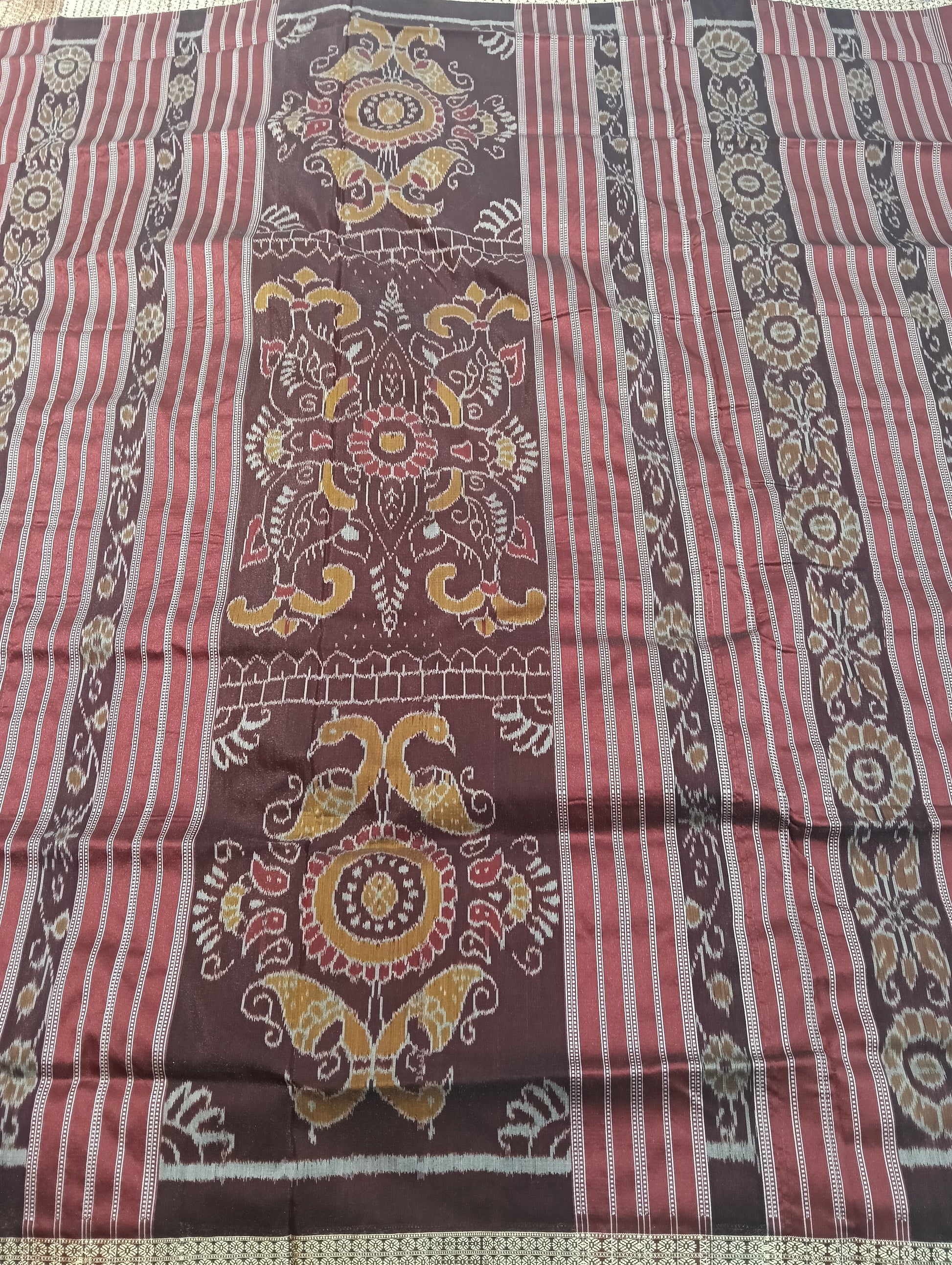 Brick marron sambalpuri silk saree - Tilottama