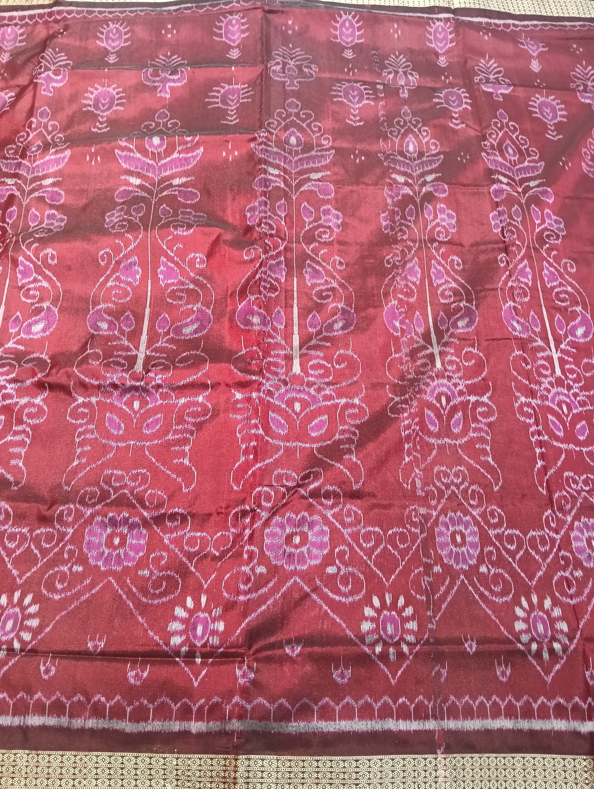Brick marron sambalpuri silk saree - Tilottama