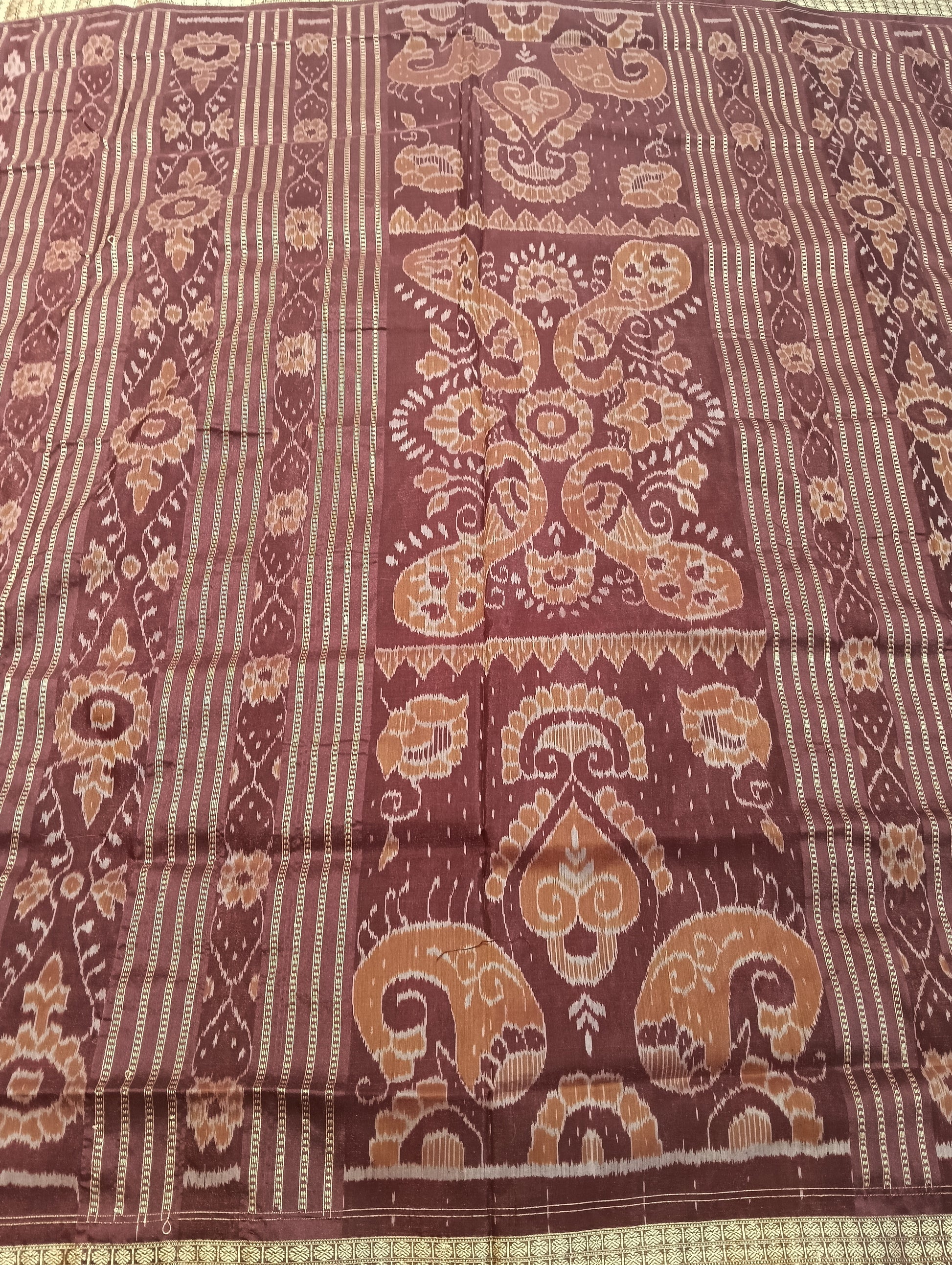 Baked apple marron sambalpuri silk saree - Tilottama