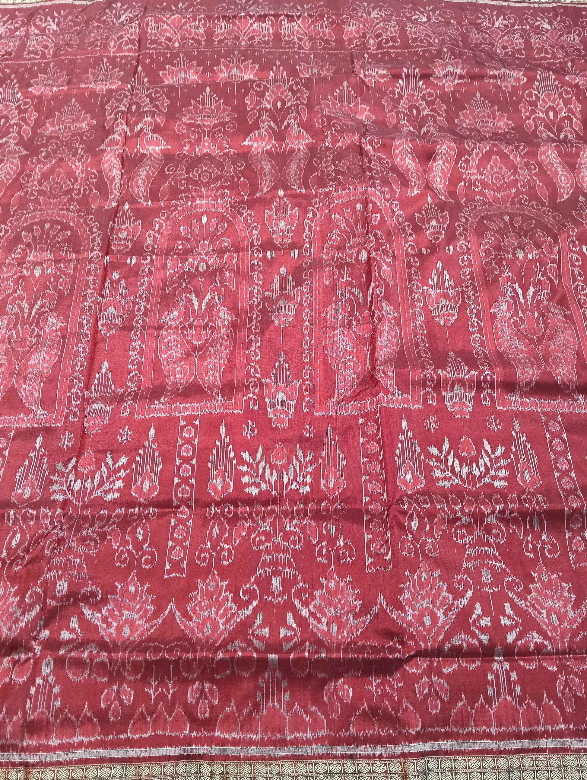 Baked apple marron sambalpuri silk saree - Tilottama