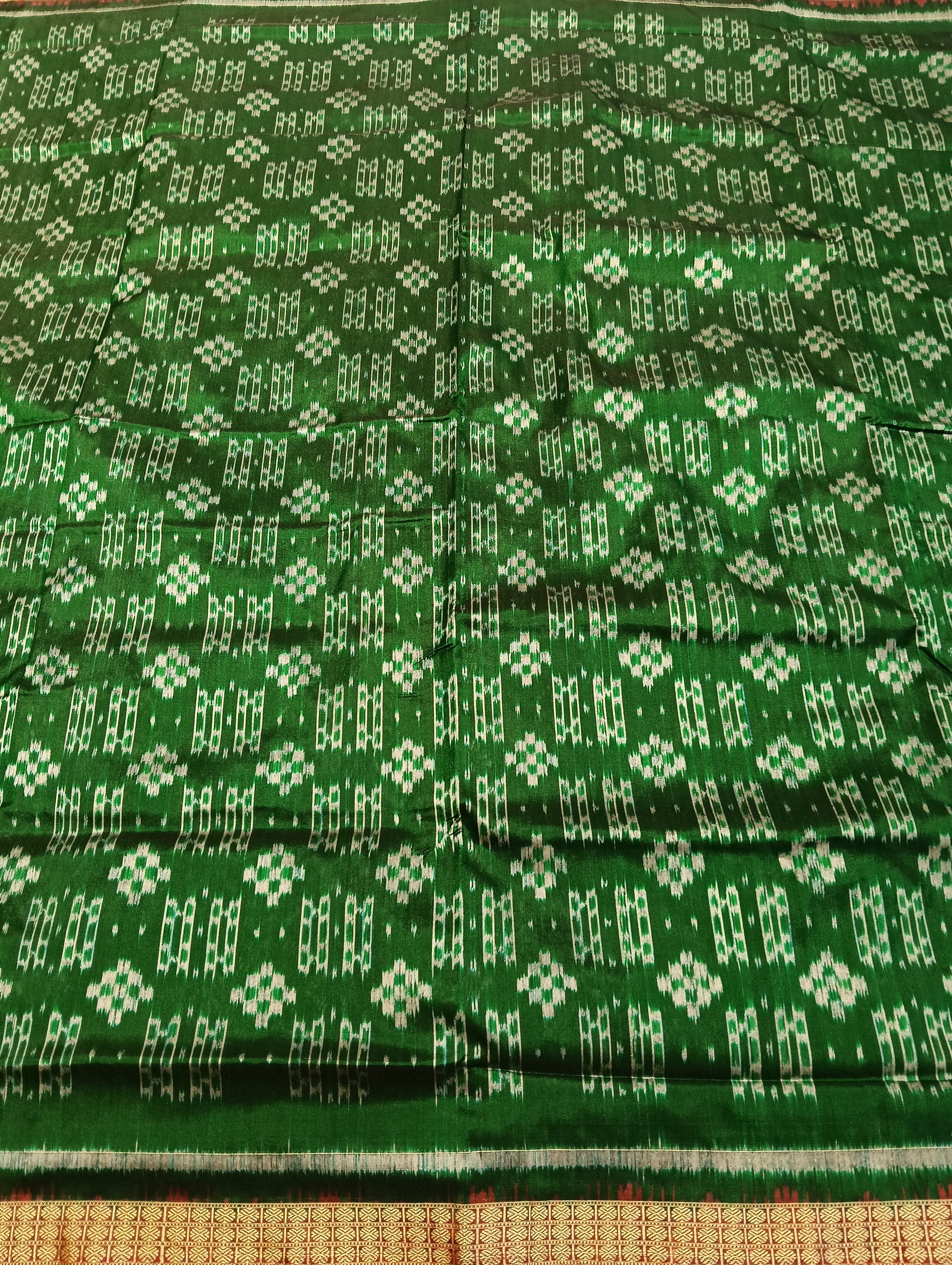 Green marron Sambalpuri silk saree - Tilottama