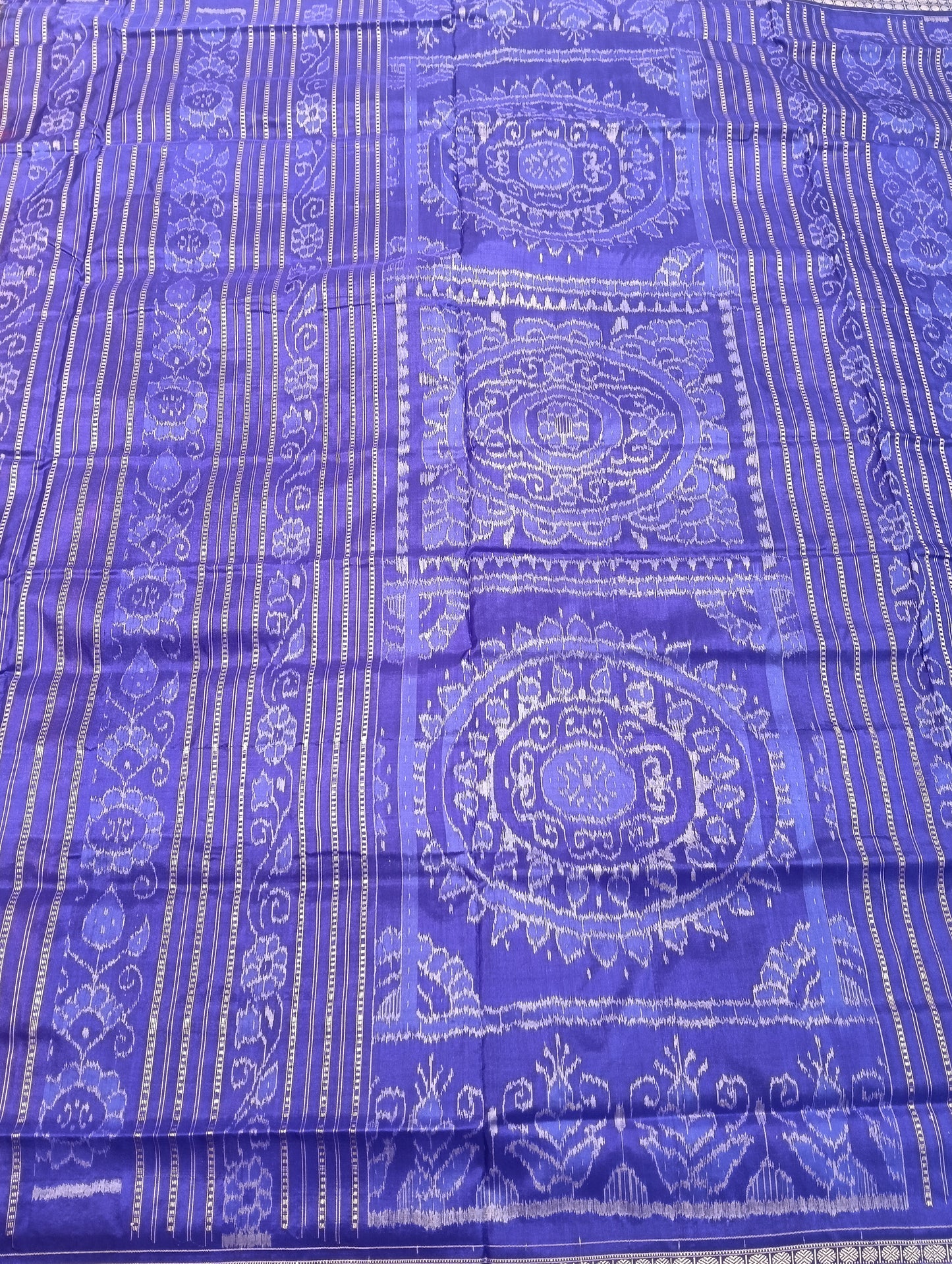 Orange blue white sapta sambalpuri silk saree - Tilottama
