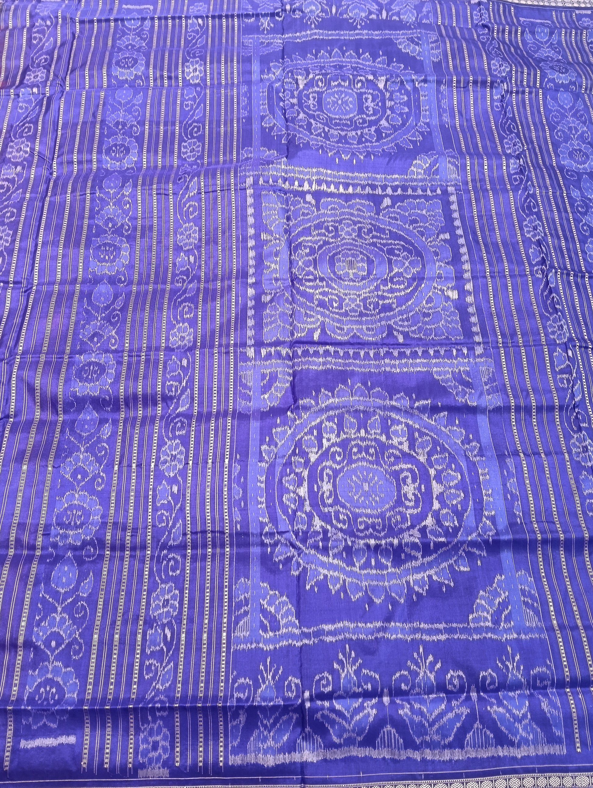 Orange blue white sapta sambalpuri silk saree - Tilottama
