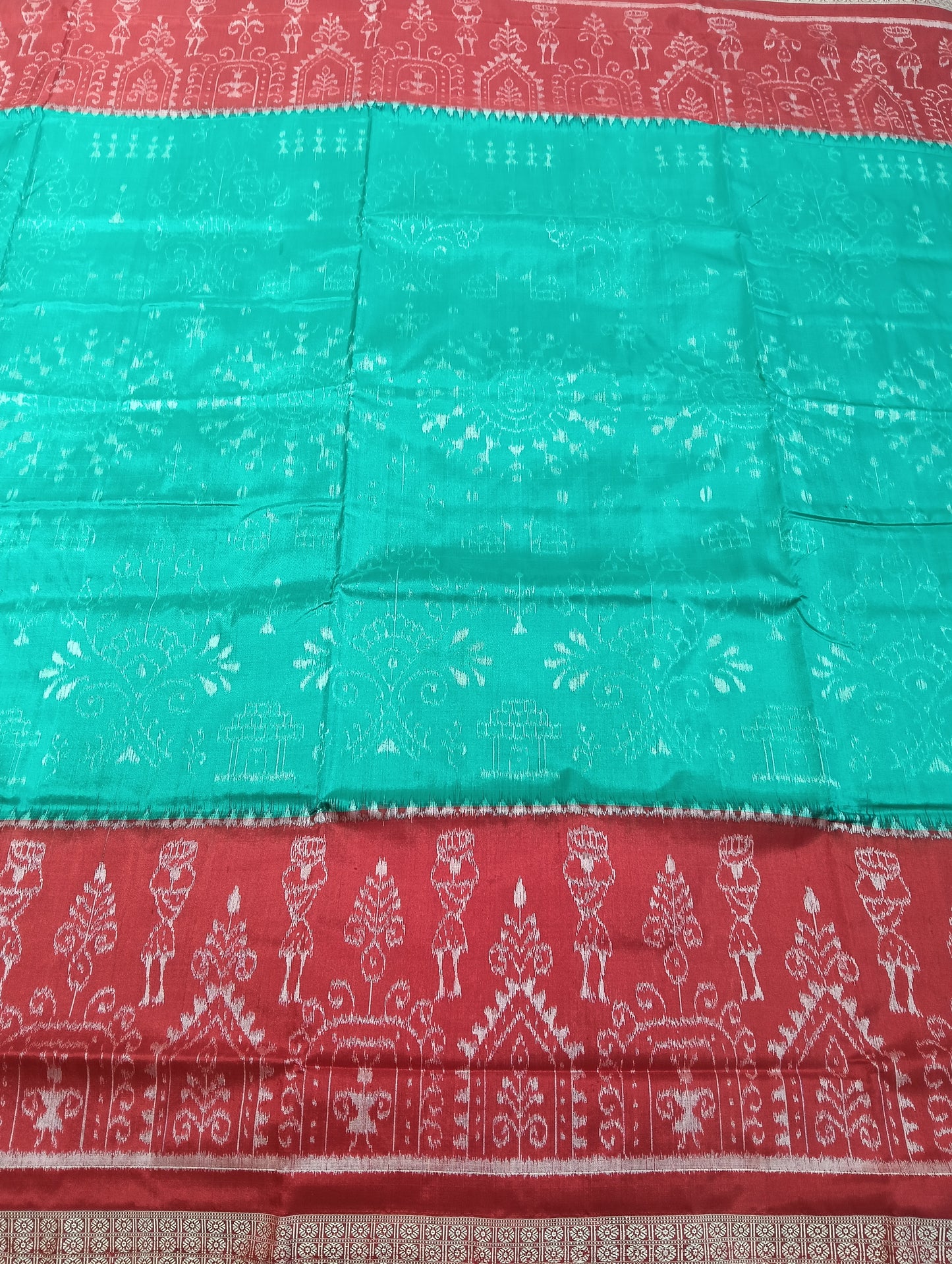 Sky red sambalpuri silk saree - Tilottama