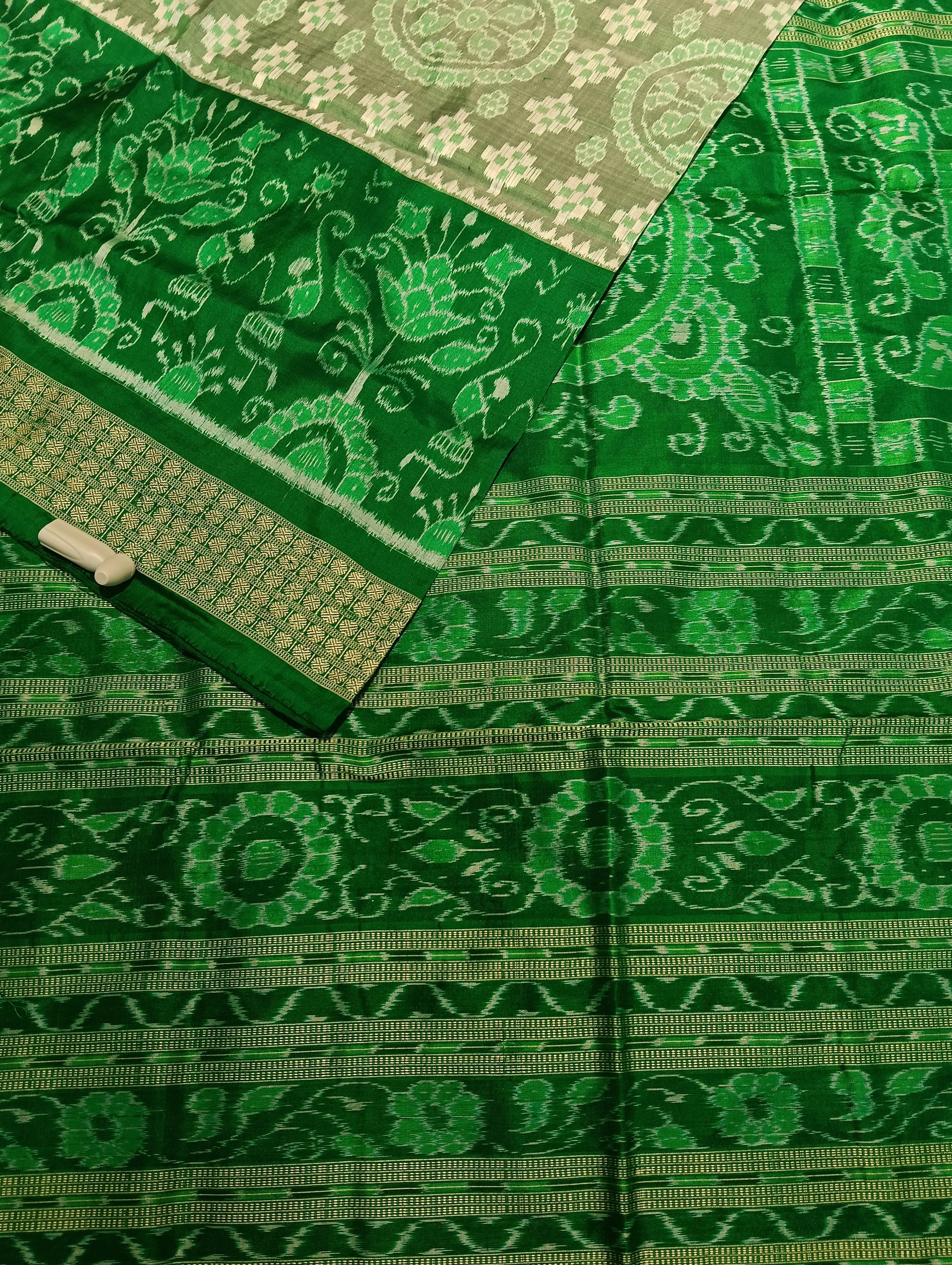Stone green sambalpuri silk saree - Tilottama