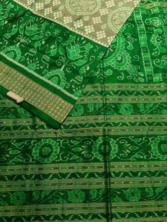 Stone green sambalpuri silk saree - Tilottama