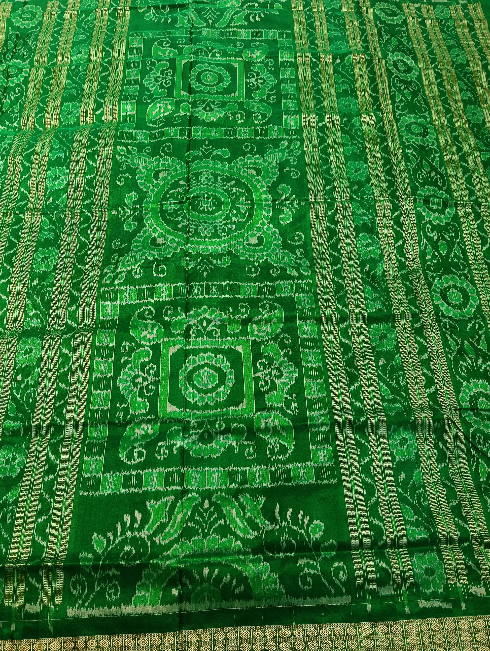 Stone green sambalpuri silk saree - Tilottama
