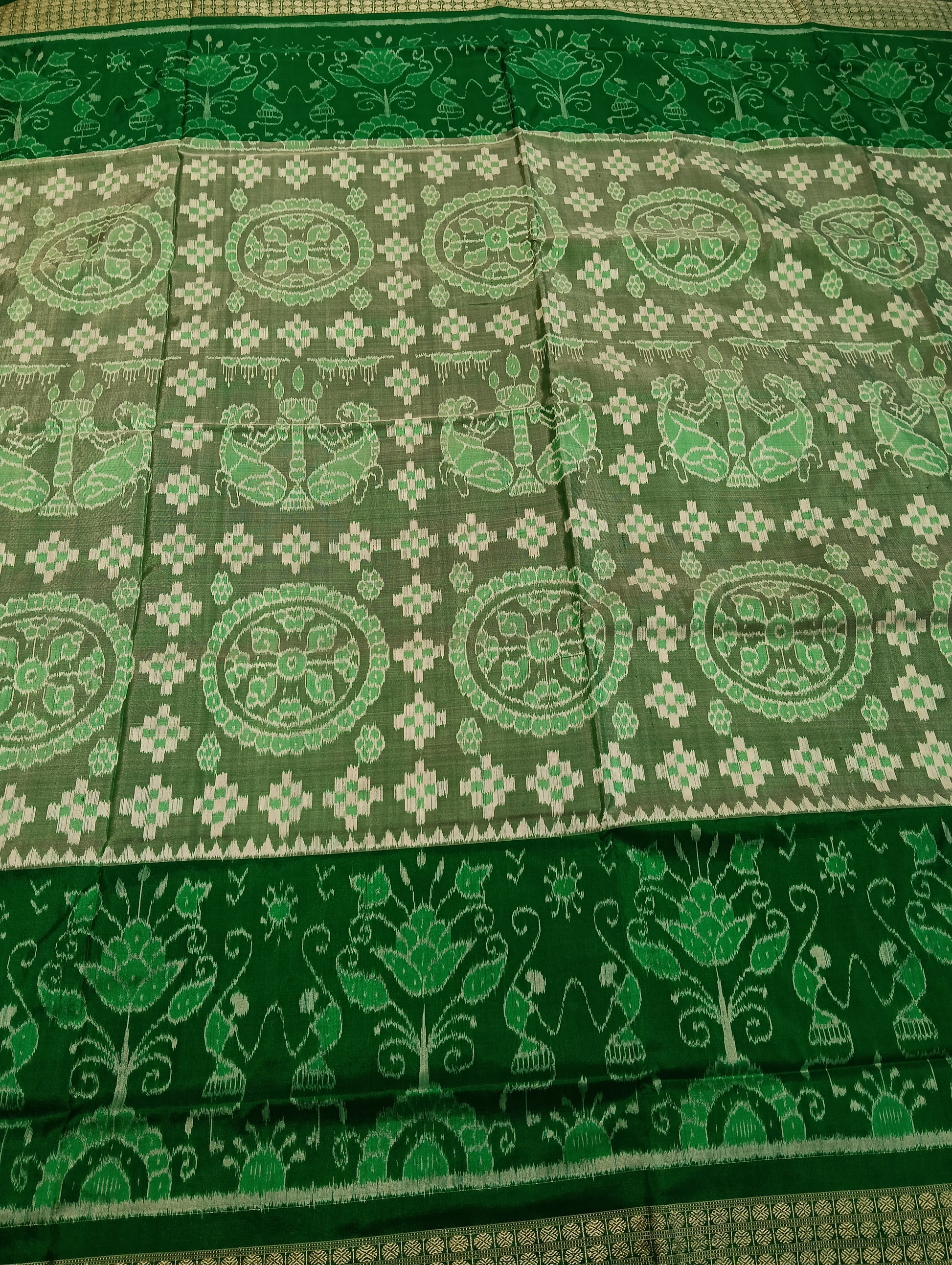 Stone green sambalpuri silk saree - Tilottama