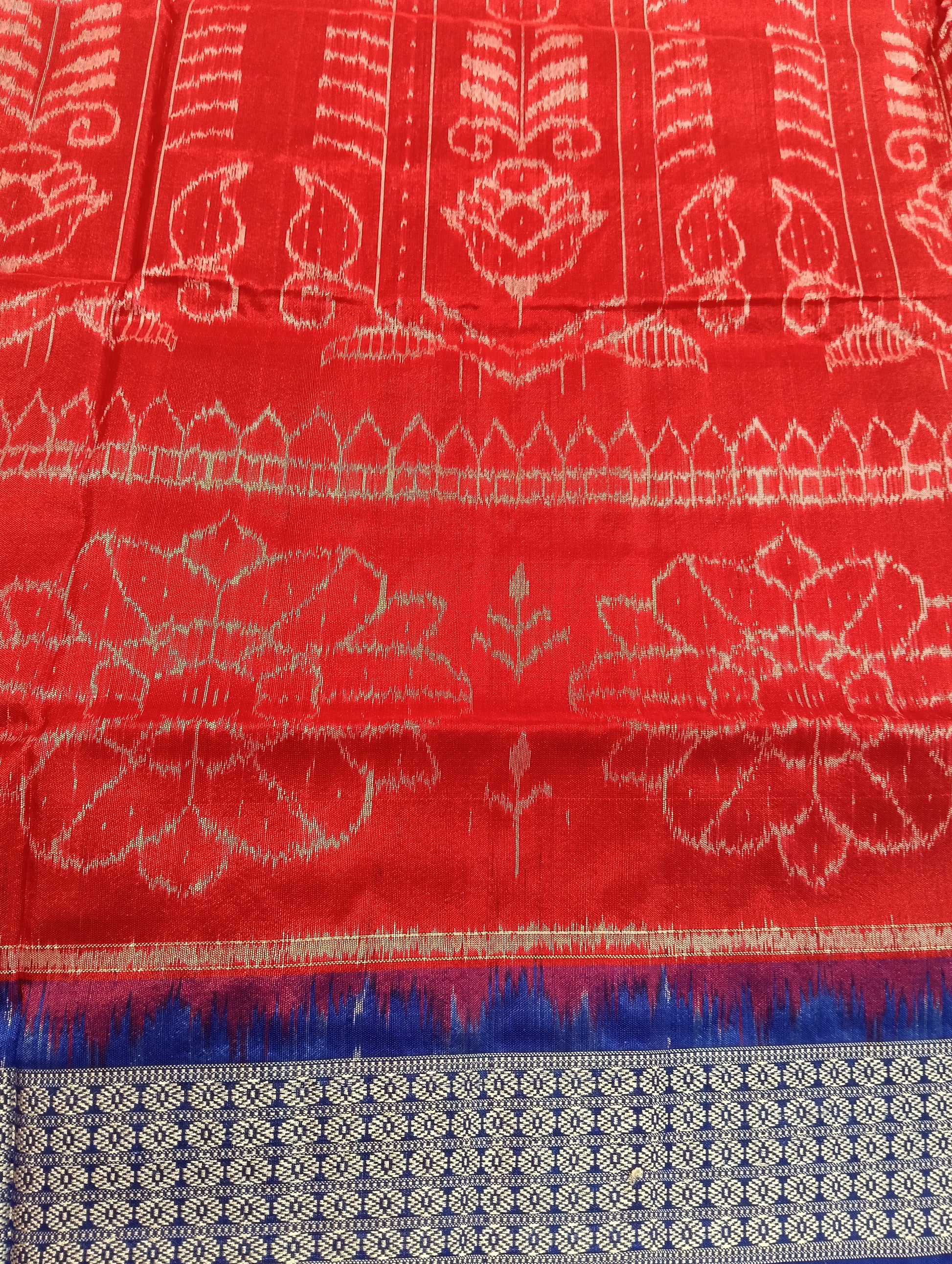 Red blue sambalpuri silk saree - Tilottama