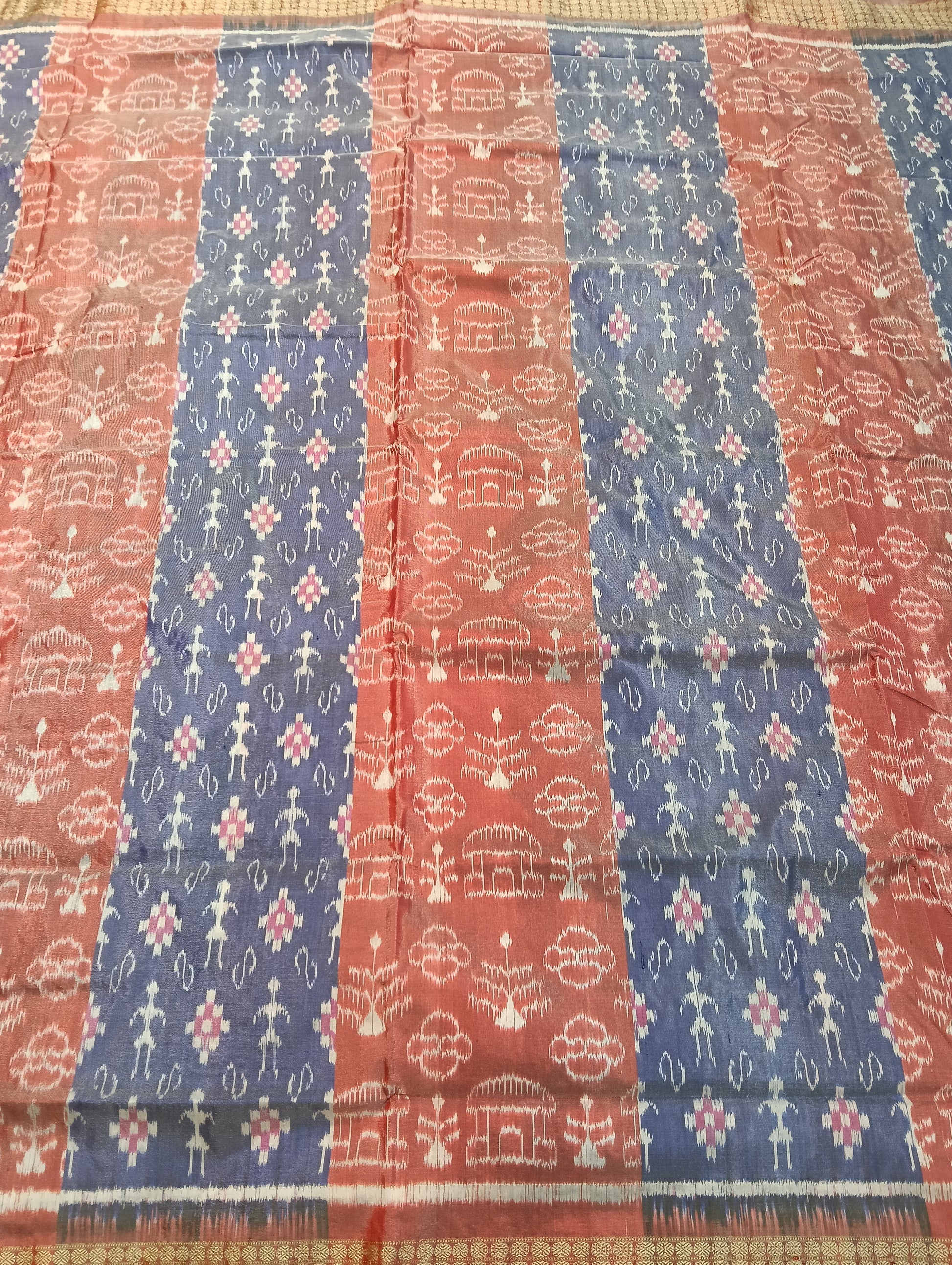 Dark onion blue azure Sambalpuri silk saree (2497) - Tilottama