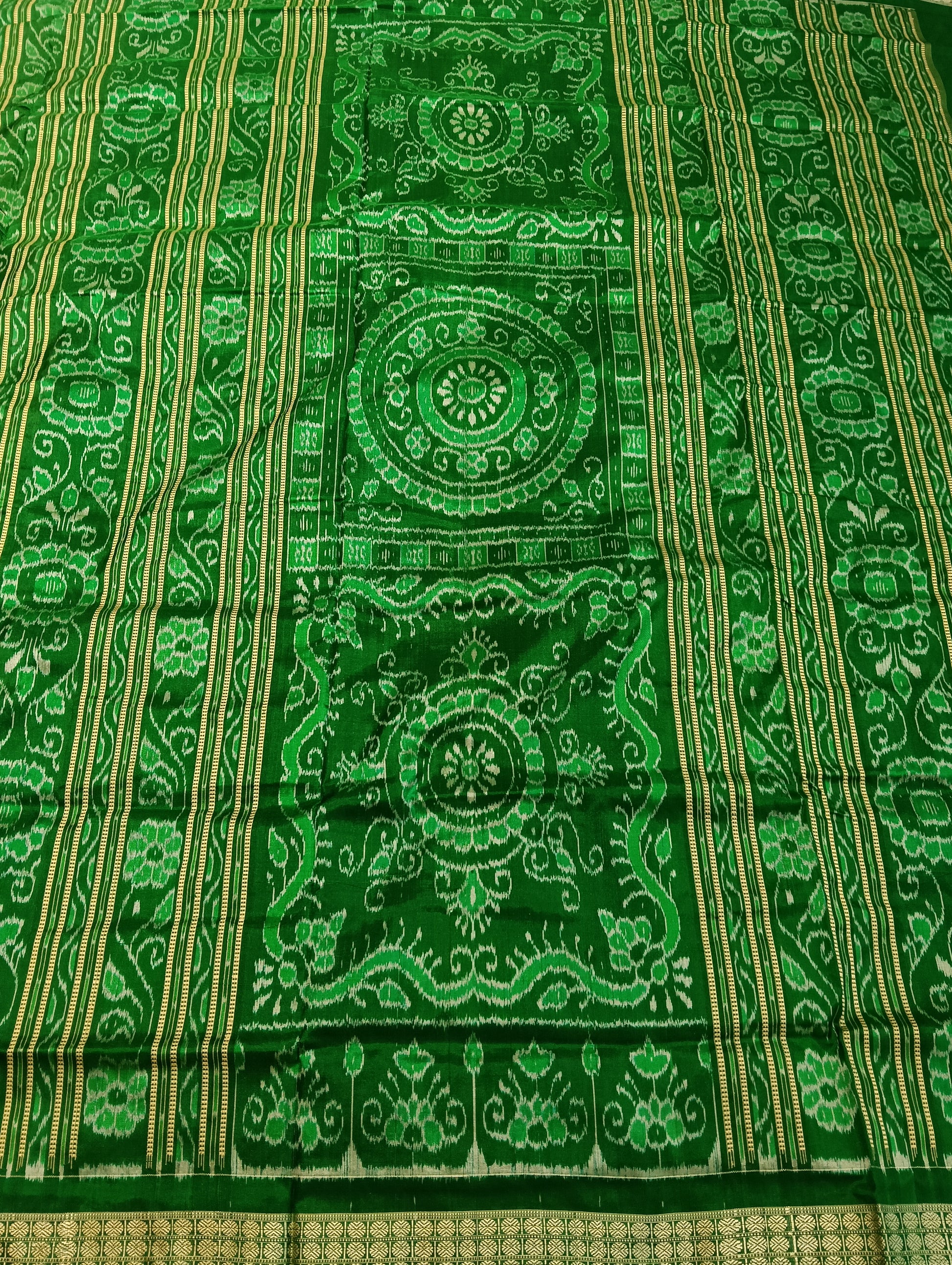 Pheasant green sambalpuri silk sarees (3775) - Tilottama