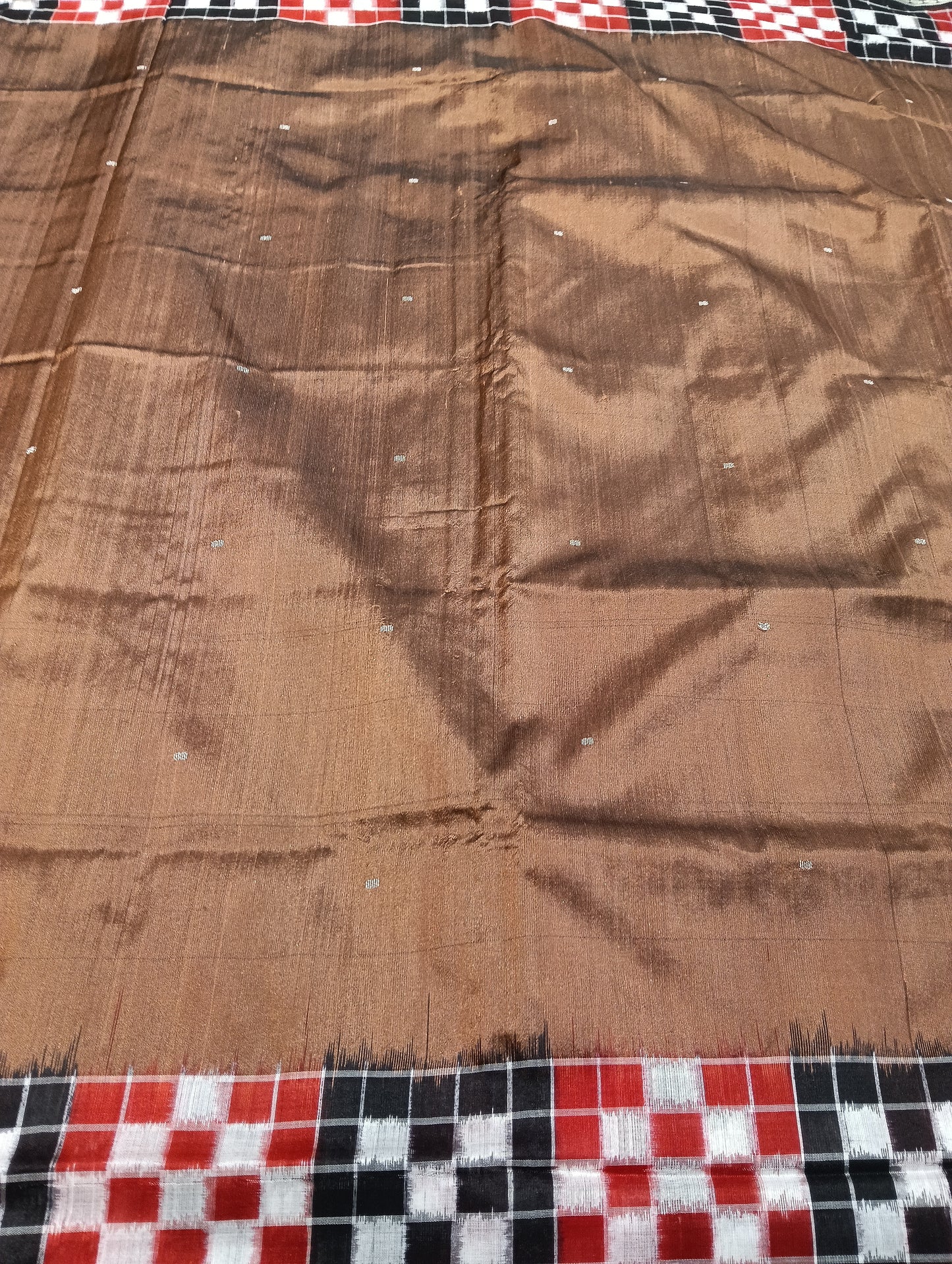 Earth black red white sapta sambalpuri silk saree (2596) - Tilottama