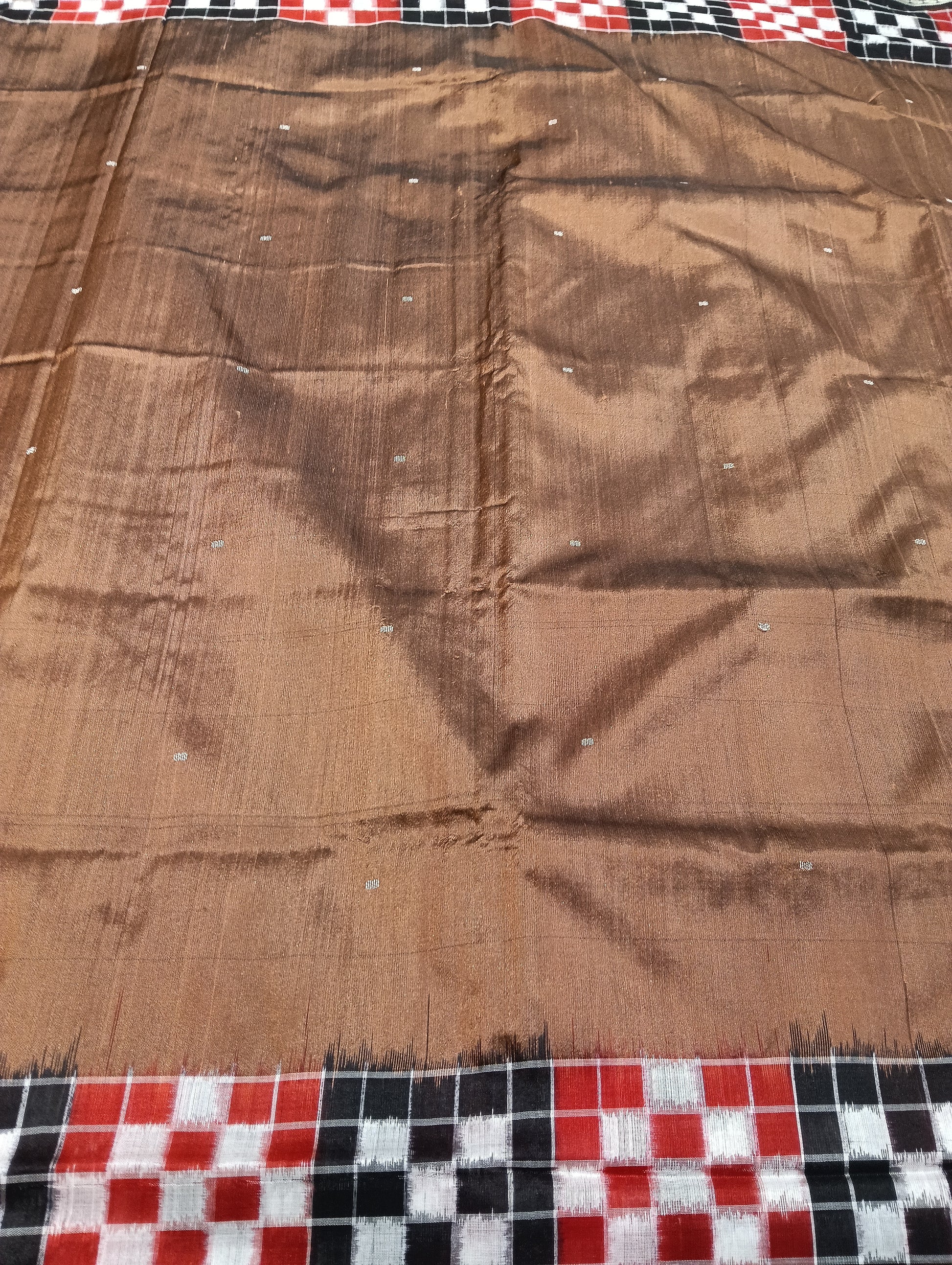 Earth black red white sapta sambalpuri silk saree (2596) - Tilottama