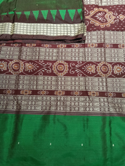 Green coffee sambalpuri silk saree (2291) - Tilottama