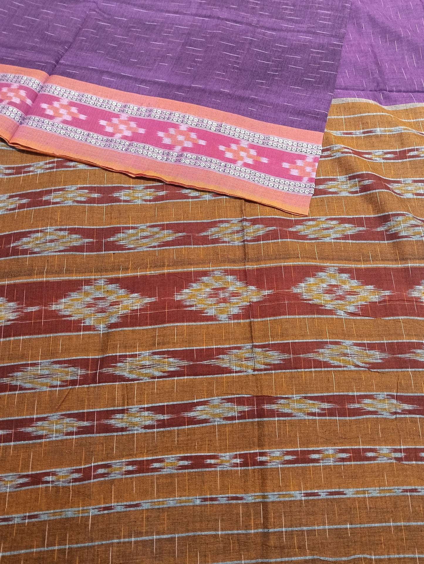 Hot falsa orange cotton sambalpuri saree (2055) - Tilottama