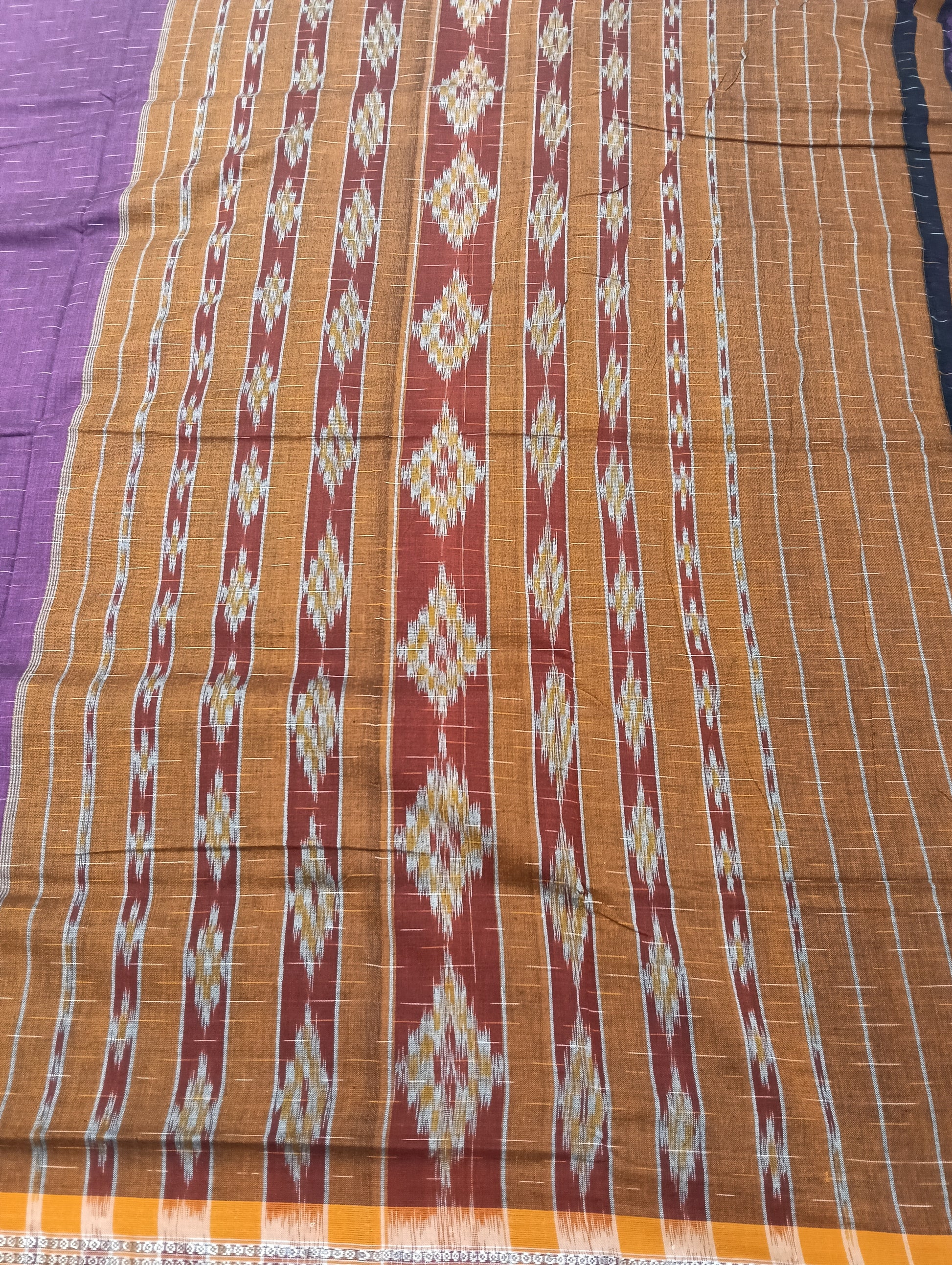 Hot falsa orange cotton sambalpuri saree (2055) - Tilottama
