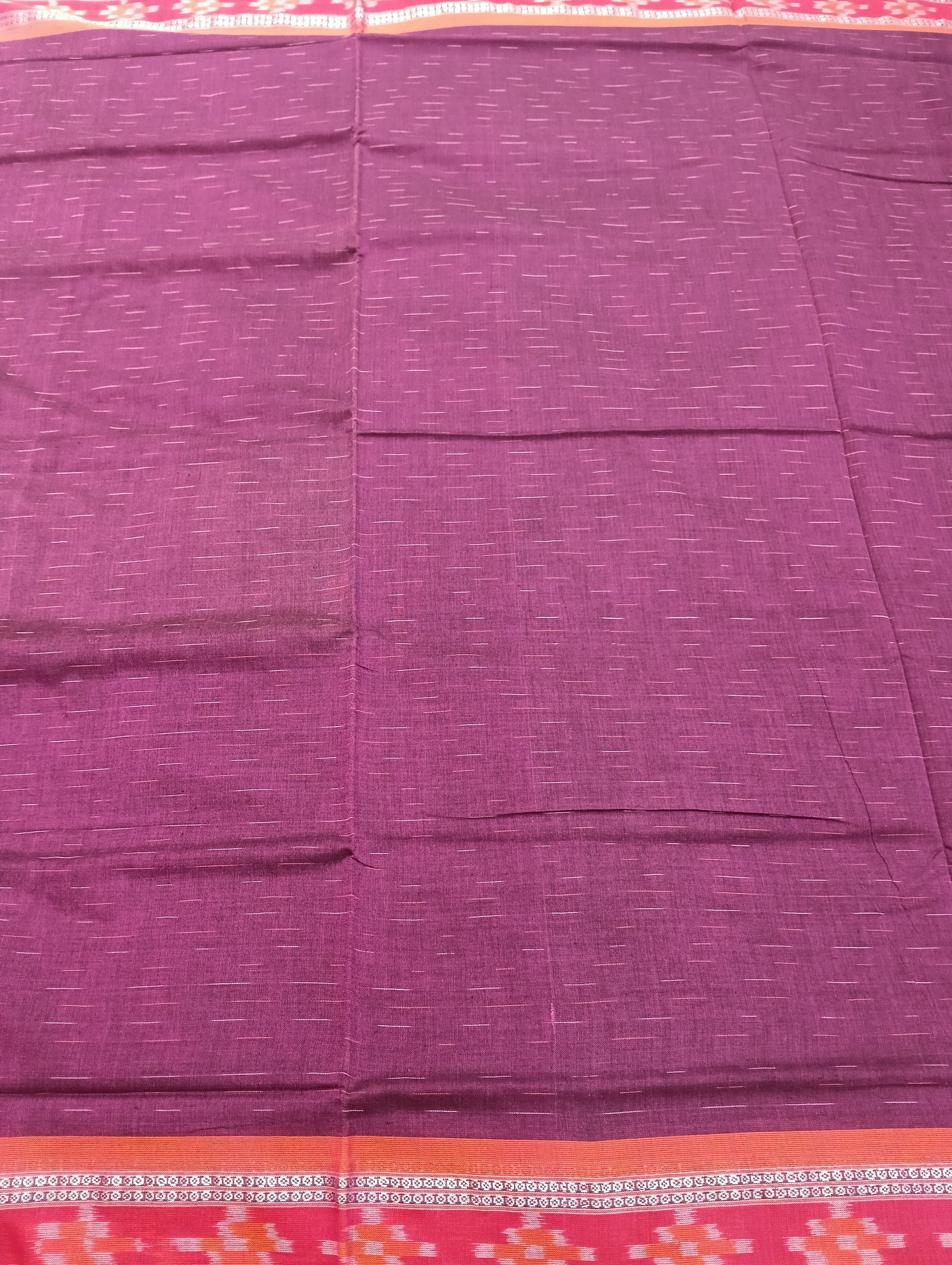 Hot falsa orange cotton sambalpuri saree (2055) - Tilottama