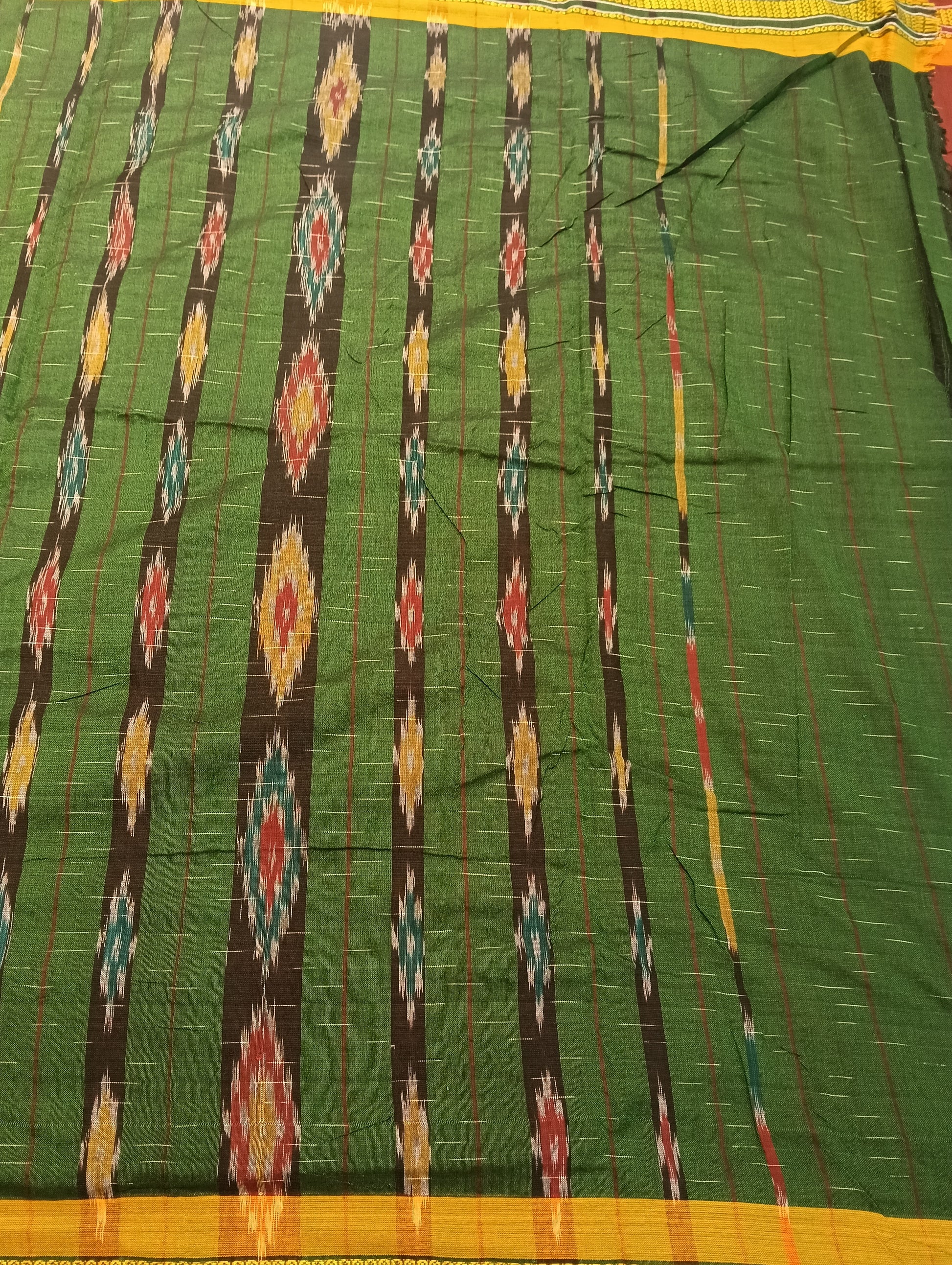 Marron orange cotton sambalpuri saree - Tilottama