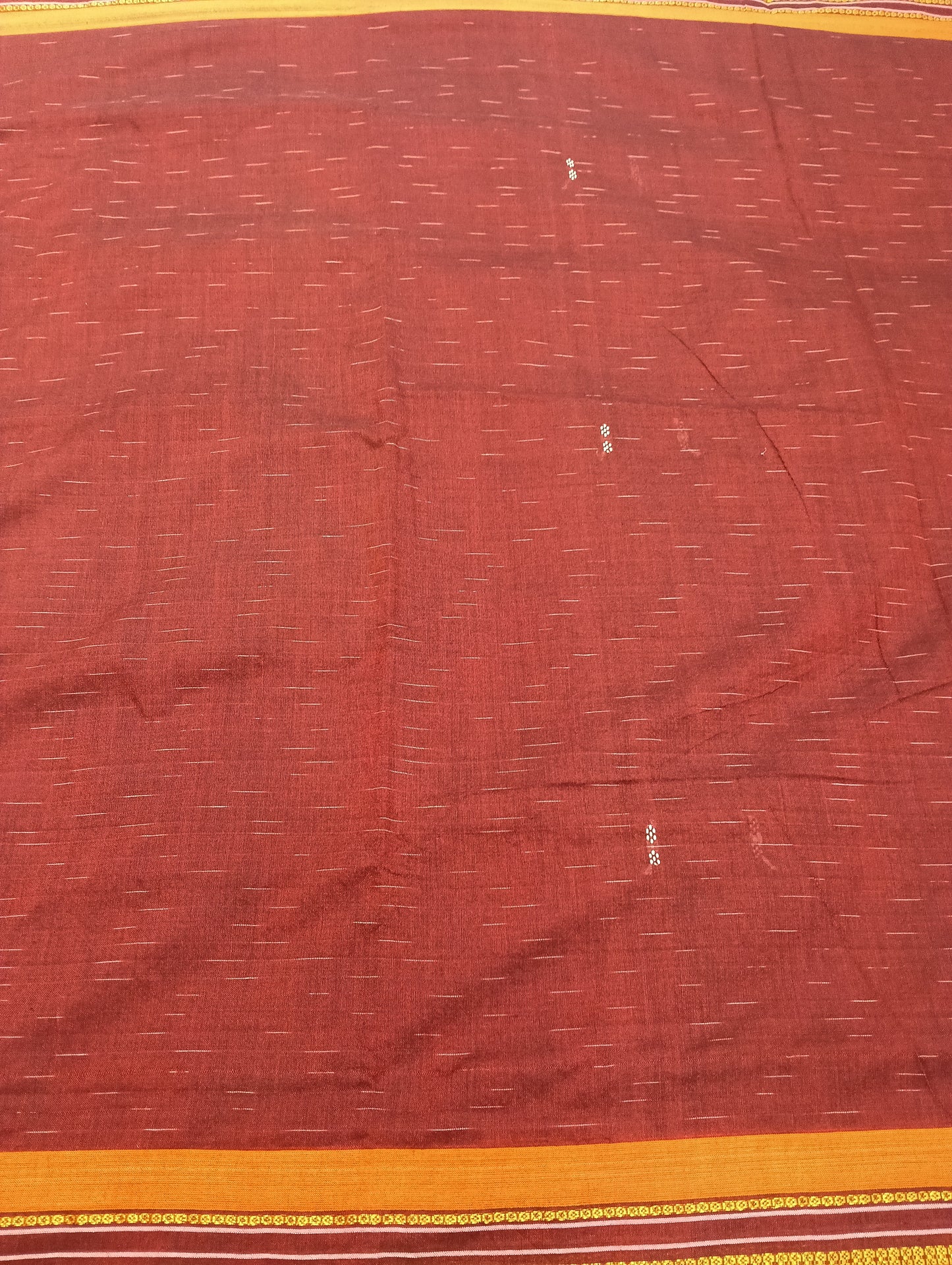 Marron orange cotton sambalpuri saree - Tilottama