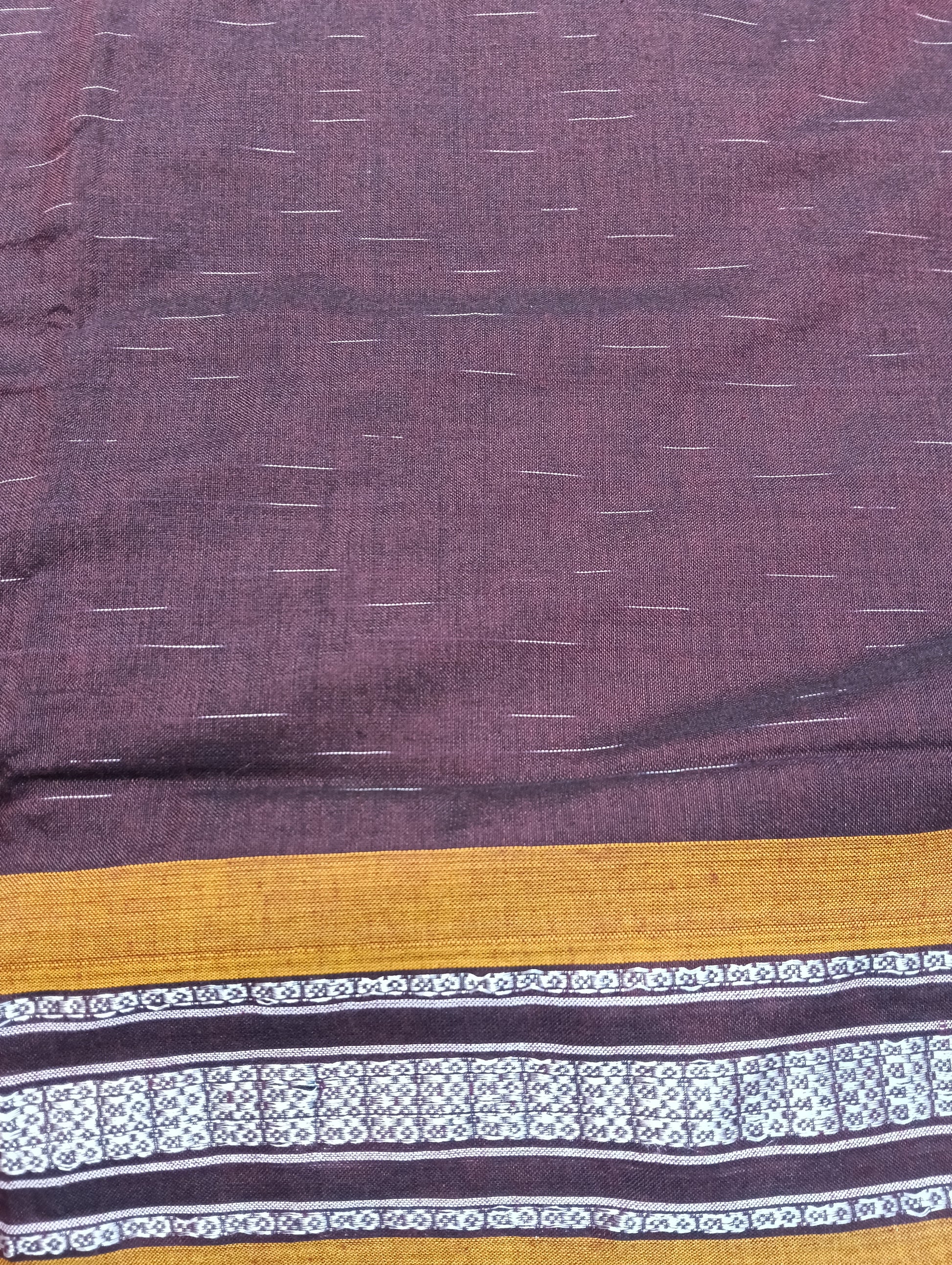 Coffe orange cotton sambalpuri saree - Tilottama