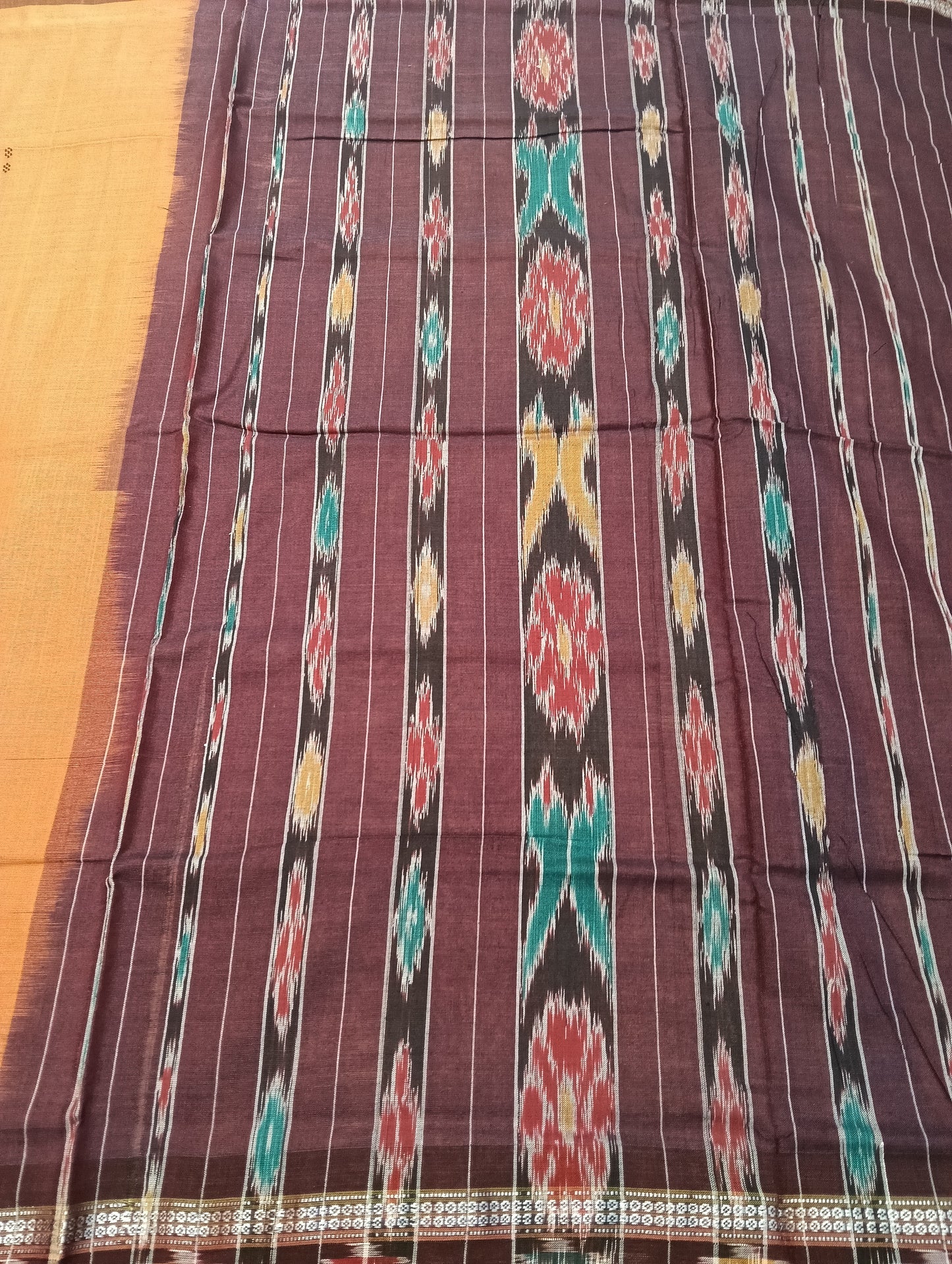 Dark rust m brown cotton sambalpuri saree - Tilottama