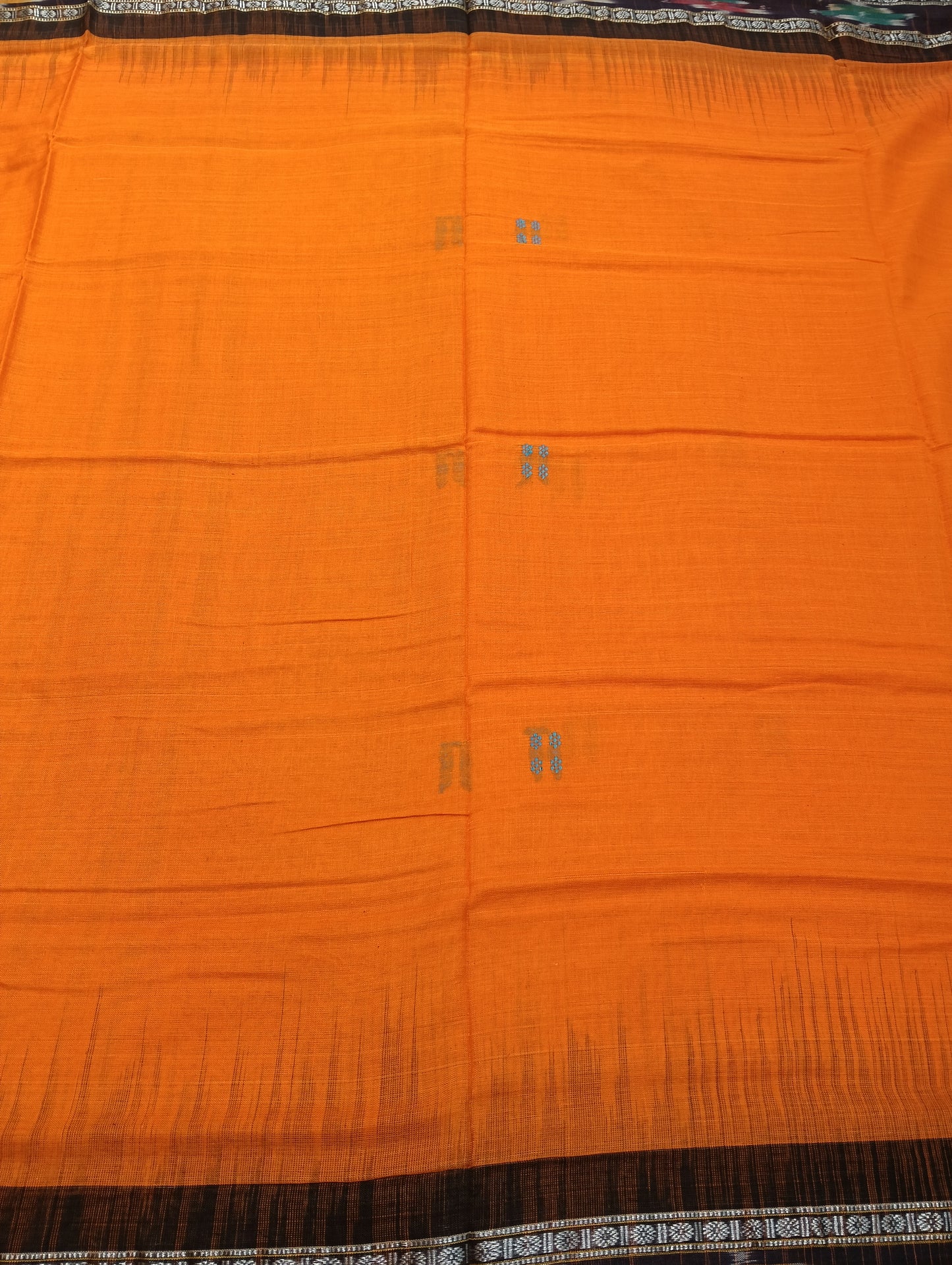 Orange black cotton sambalpuri saree - Tilottama