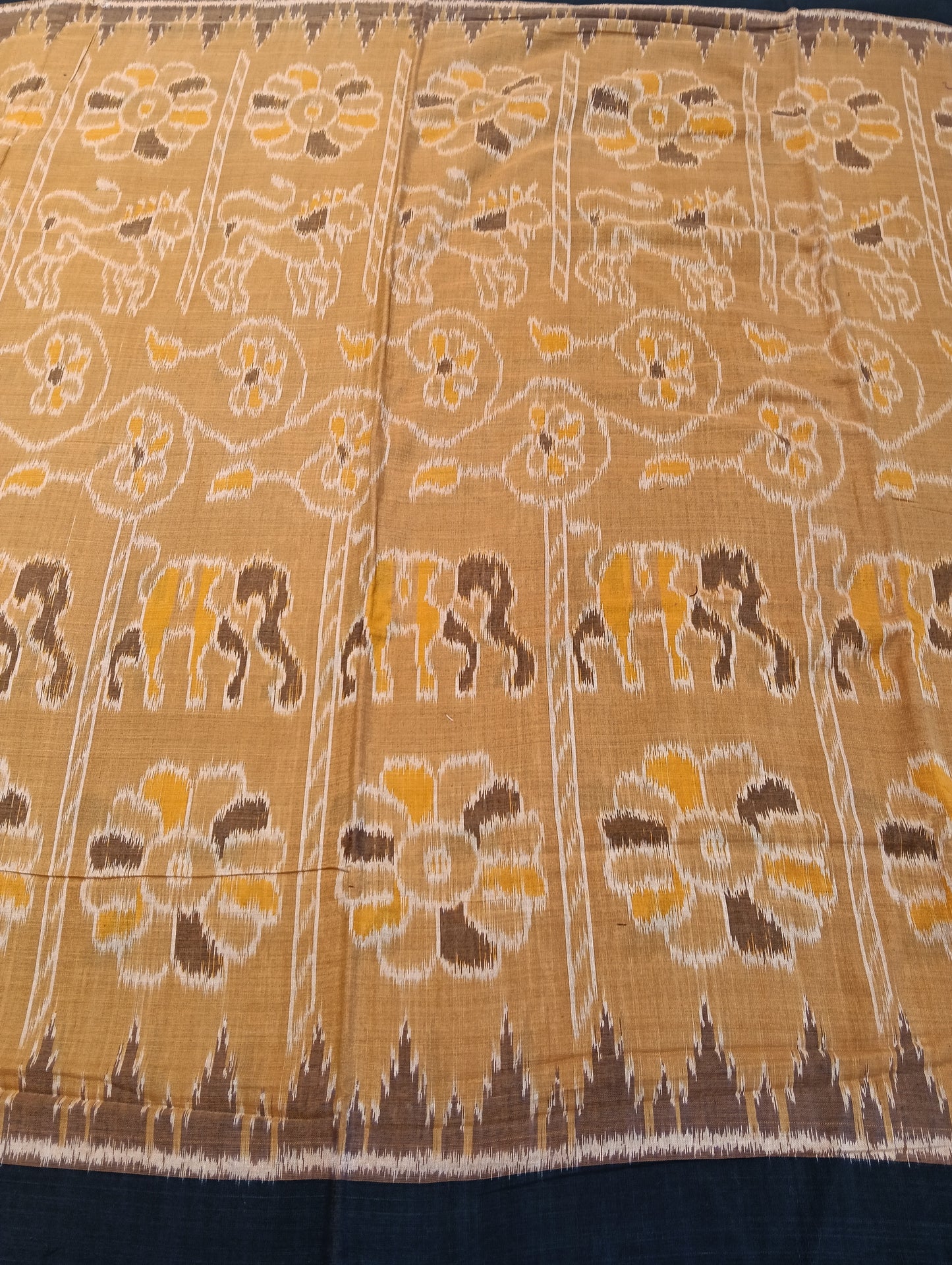 Sand black cotton sambalpuri saree (1656) - Tilottama