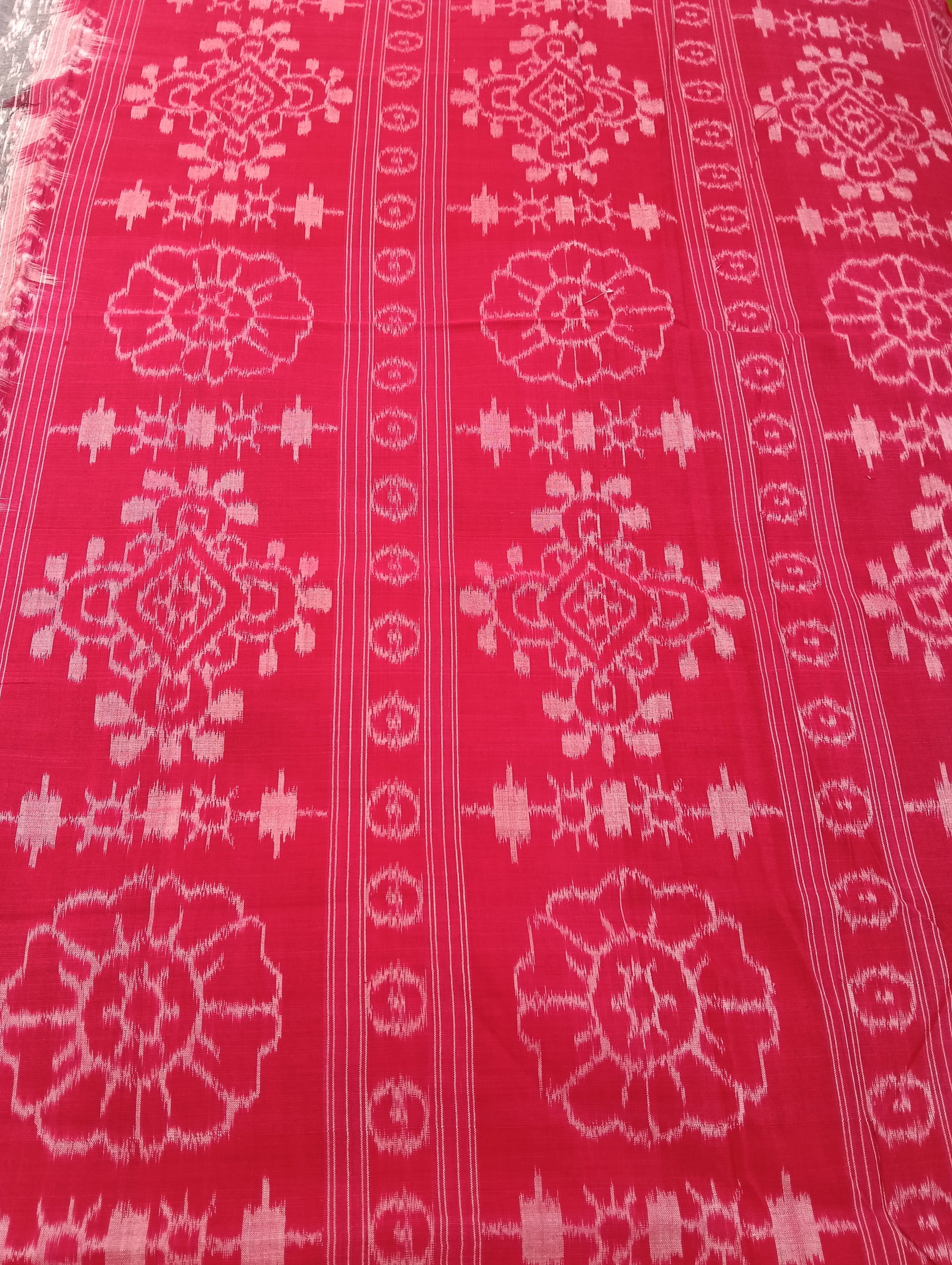 Stone red cotton sambalpuri plane border saree(2257) - Tilottama