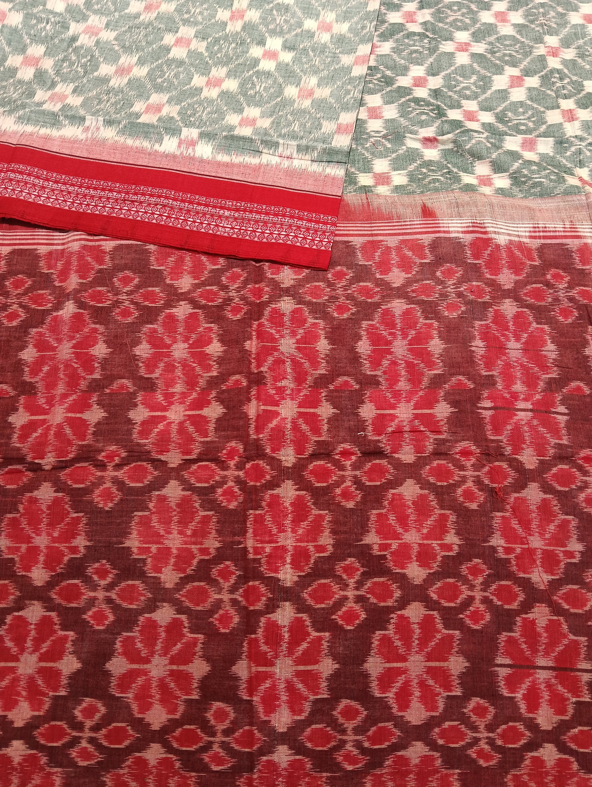 Stone red cotton sambalpuri saree (4064) - Tilottama