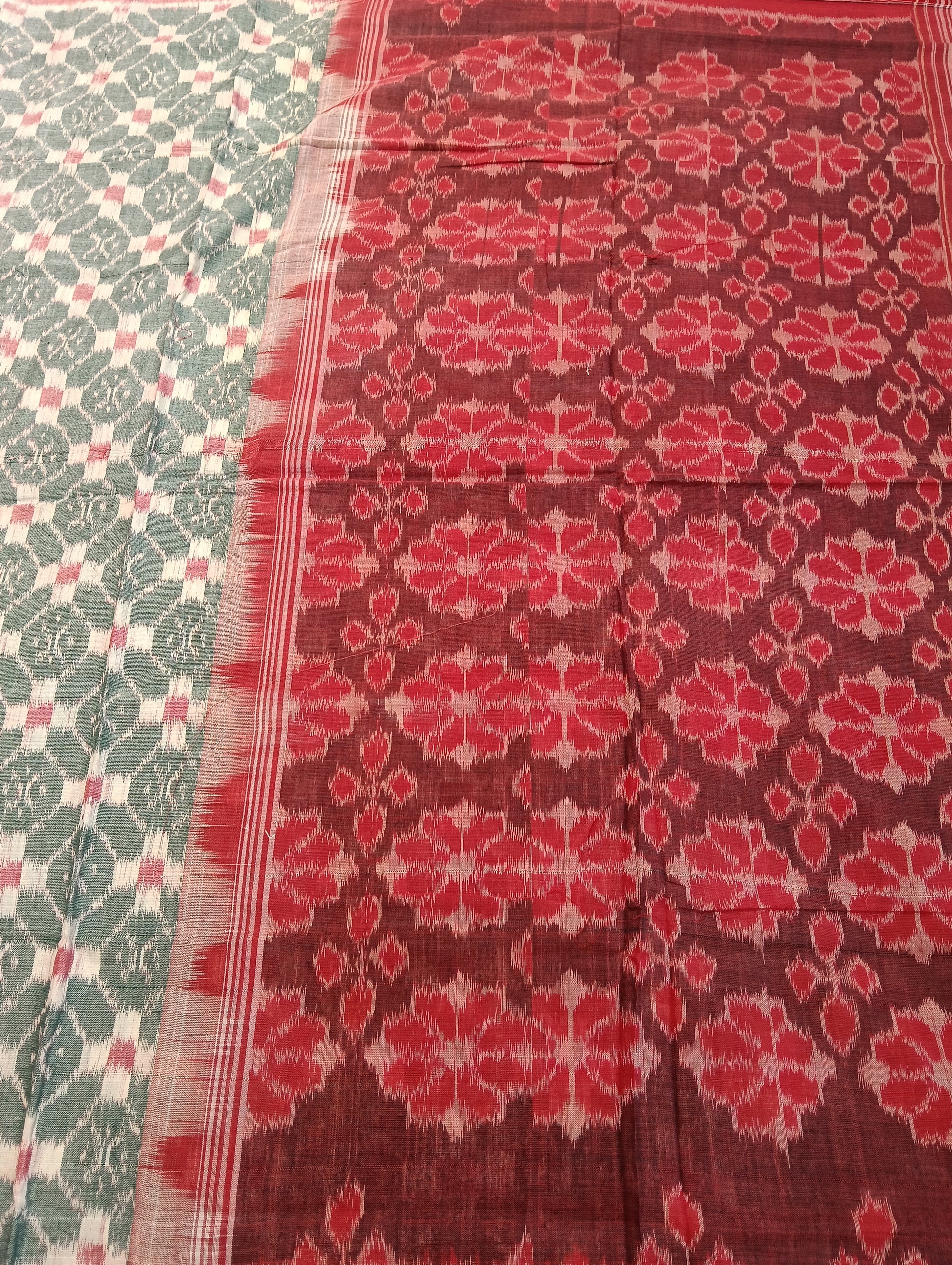 Stone red cotton sambalpuri saree (4064) - Tilottama