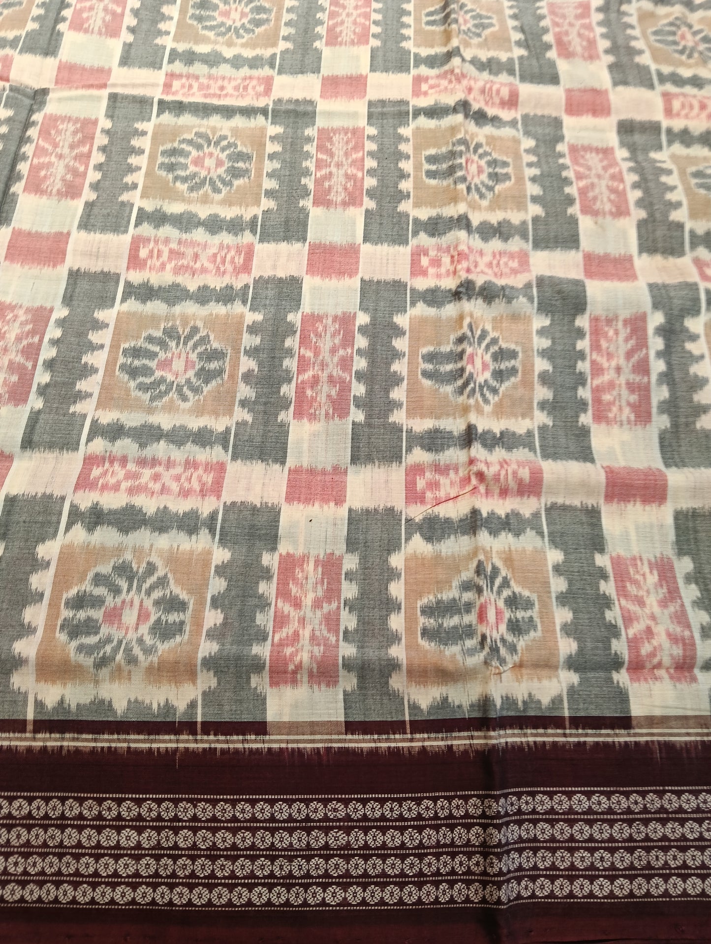 Stone coffe cotton sambalpuri saree (3592) - Tilottama
