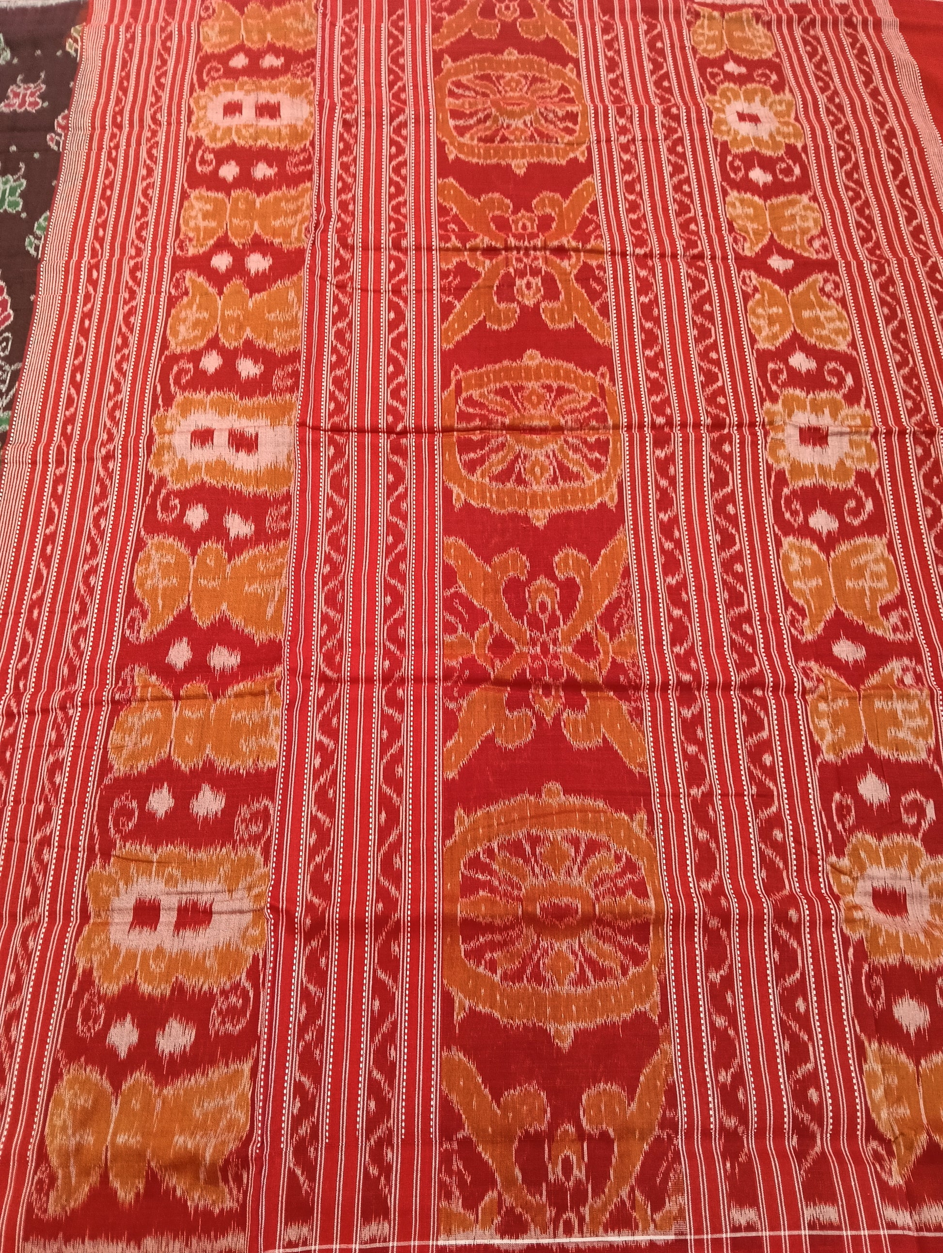 Coffe red cotton sambalpuri saree (2608) - Tilottama