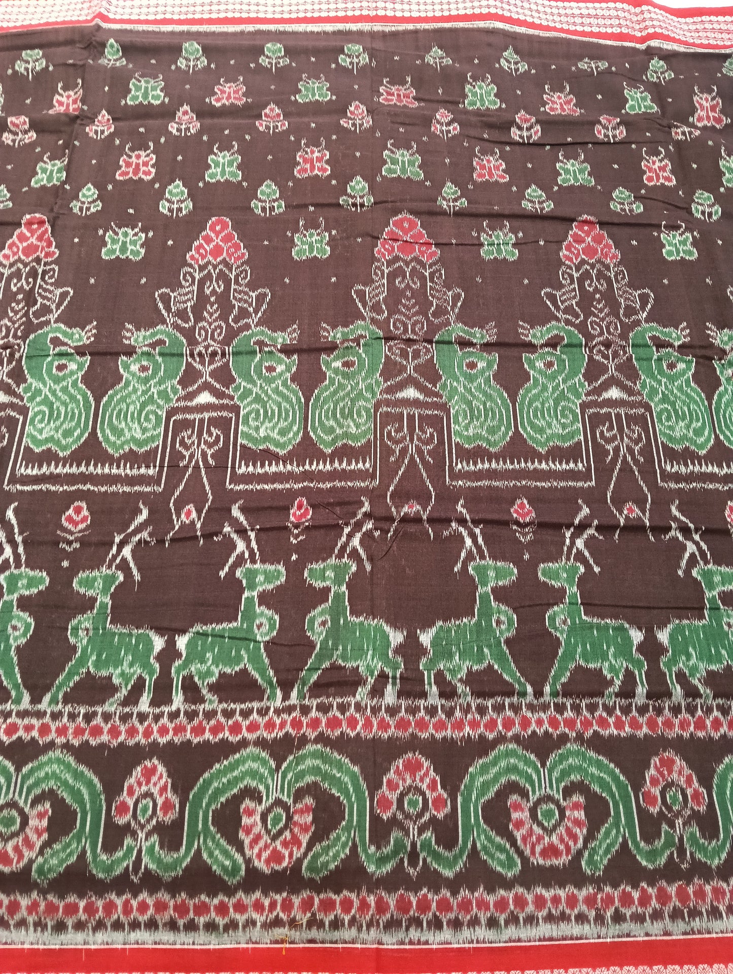 Coffe red cotton sambalpuri saree (2608) - Tilottama