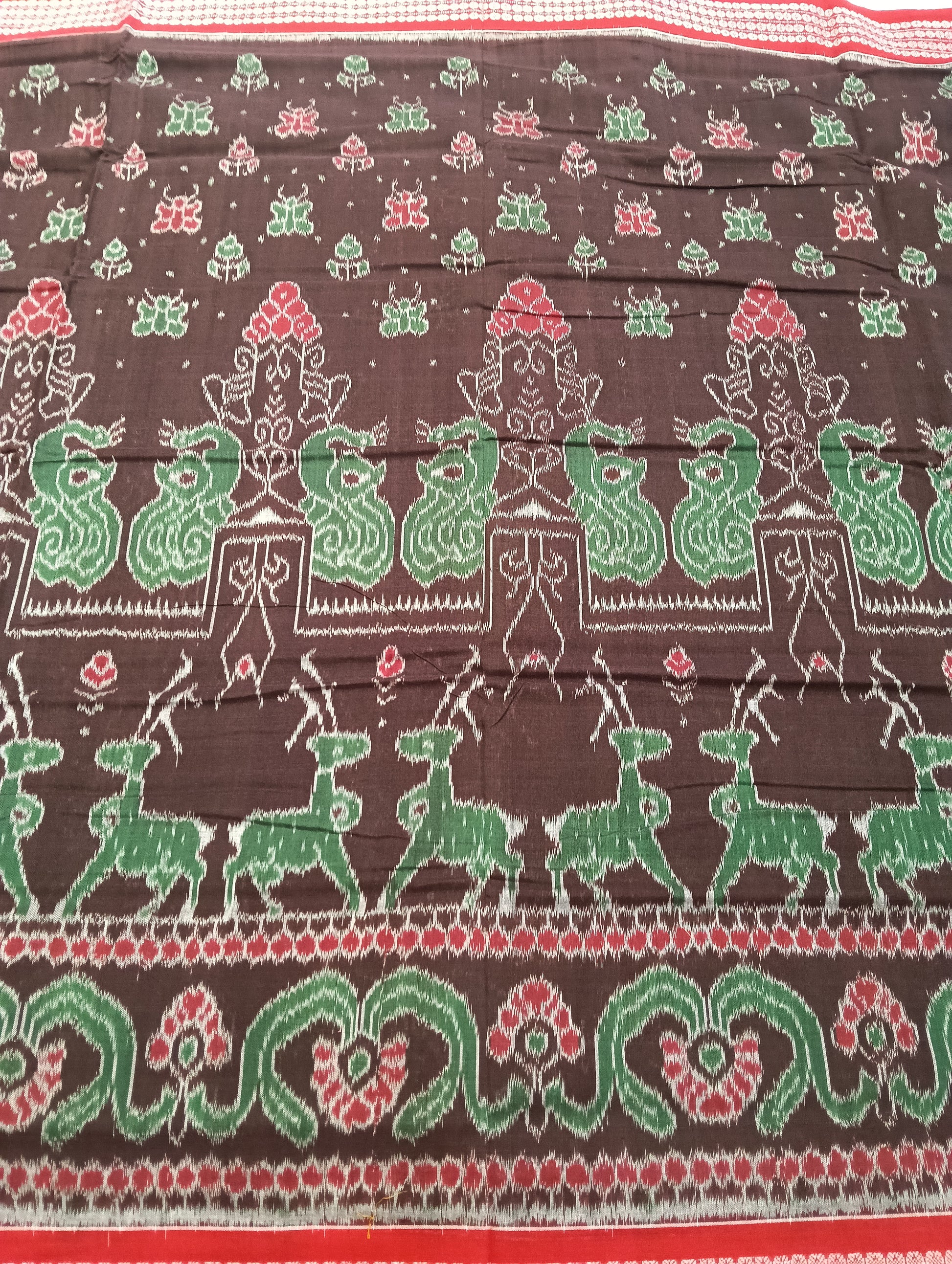 Coffe red cotton sambalpuri saree (2608) - Tilottama