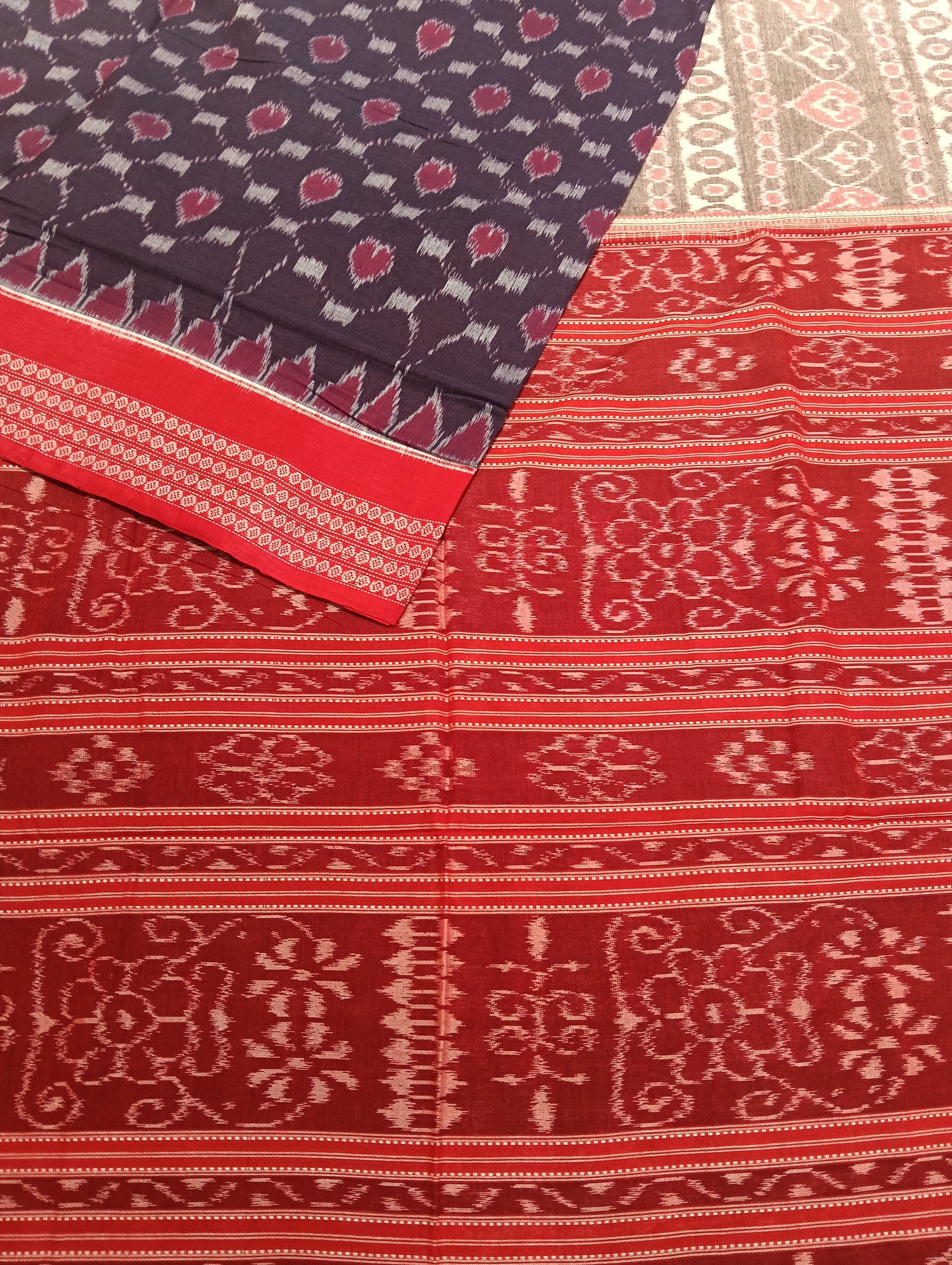 Blue stone cotton sambalpuri saree (2608) - Tilottama