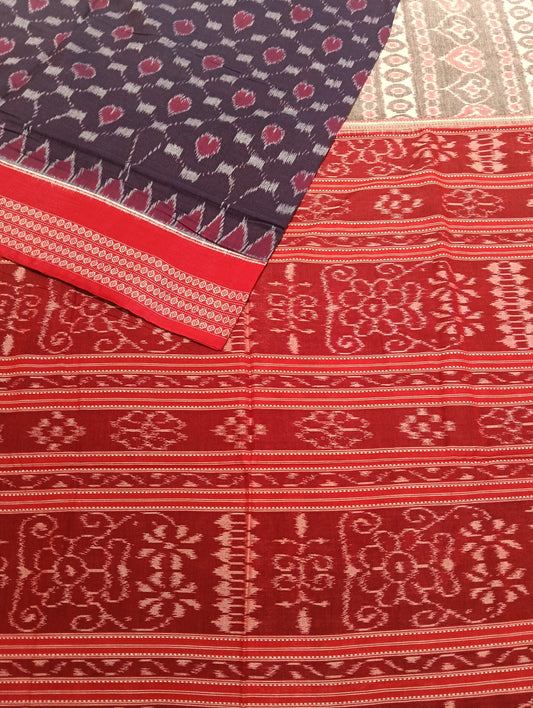 Blue stone cotton sambalpuri saree (2608) - Tilottama