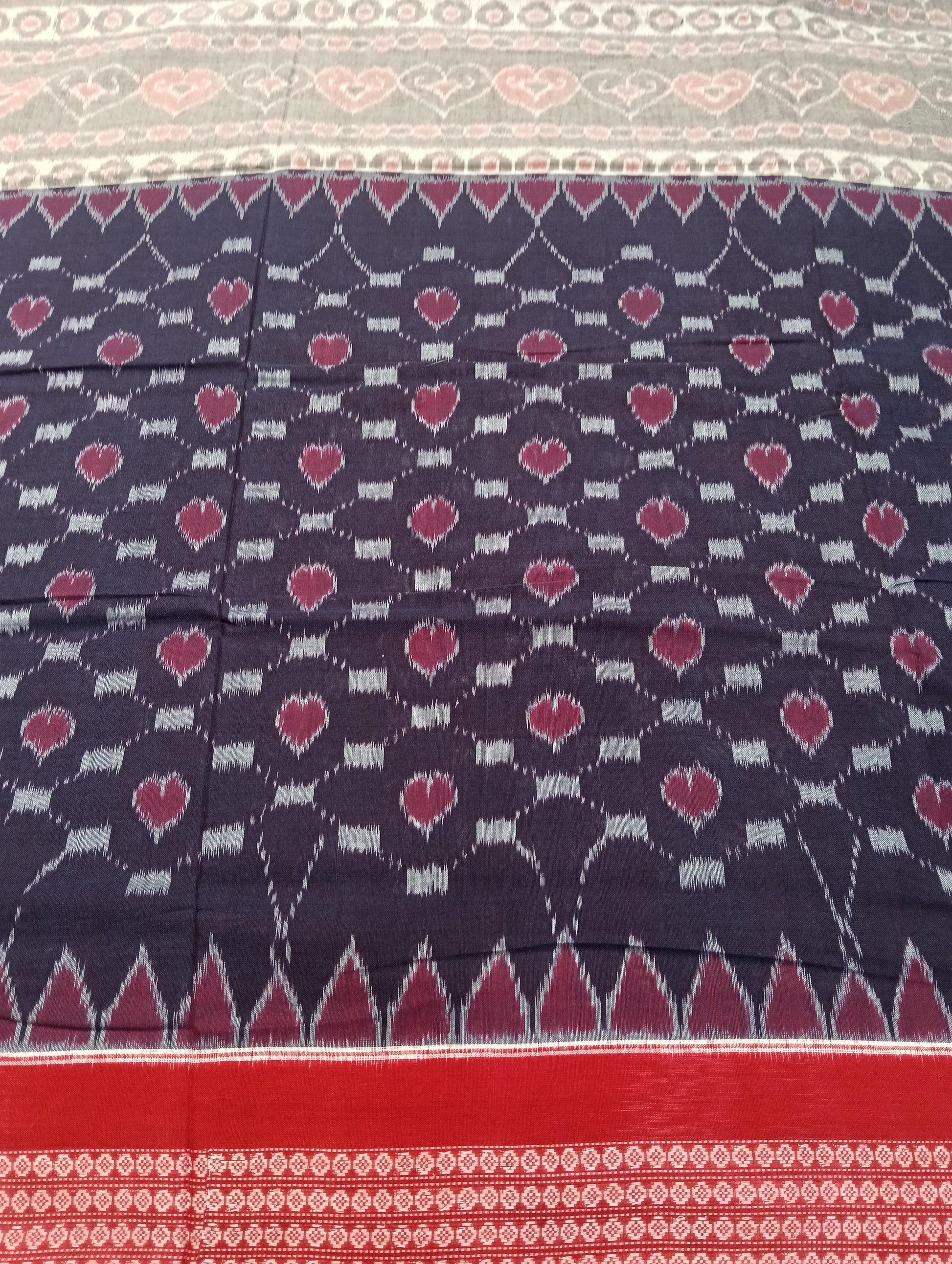 Blue stone cotton sambalpuri saree (2608) - Tilottama