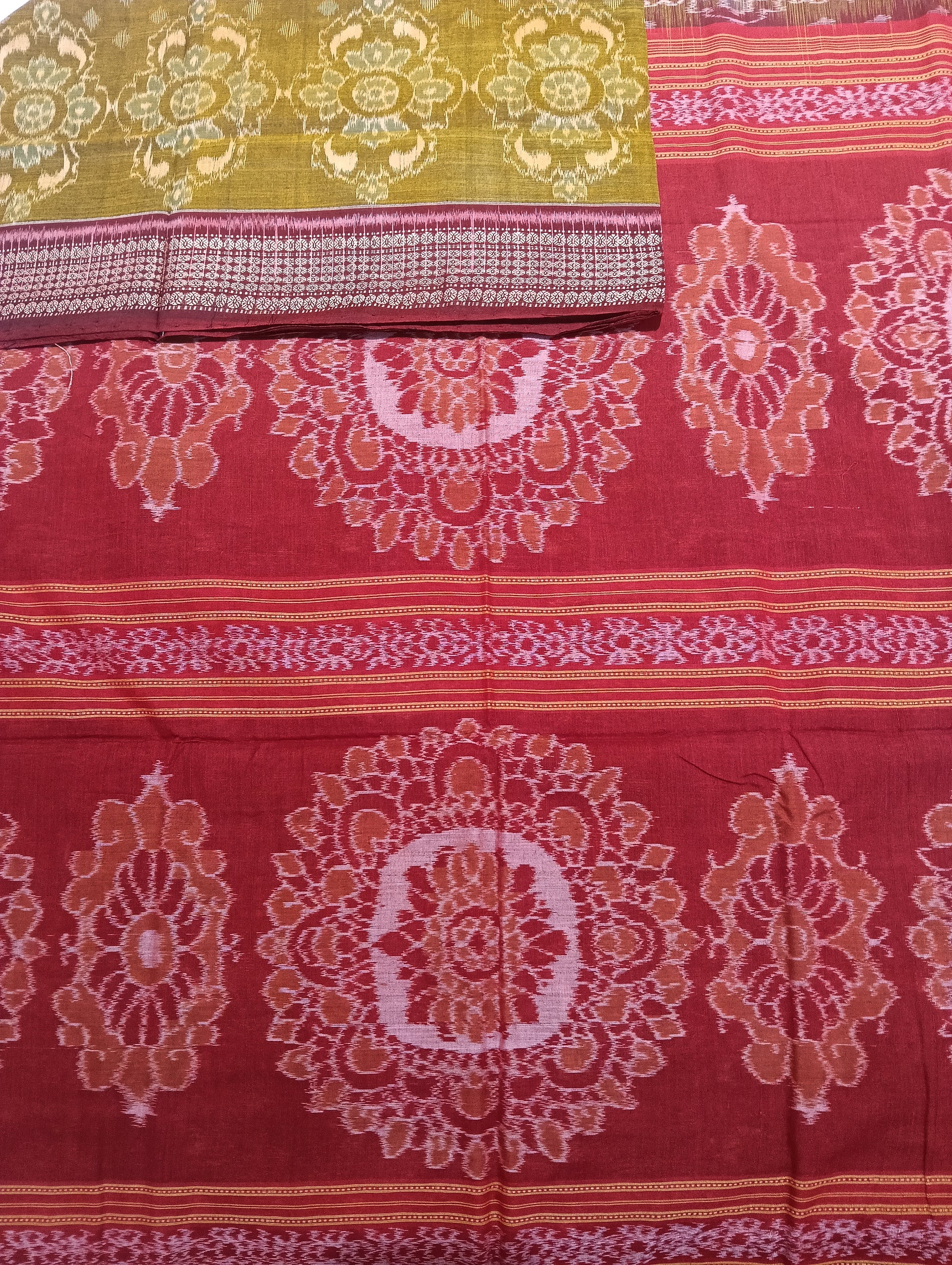 Rich gold cotton sambalpuri saree (4060) - Tilottama