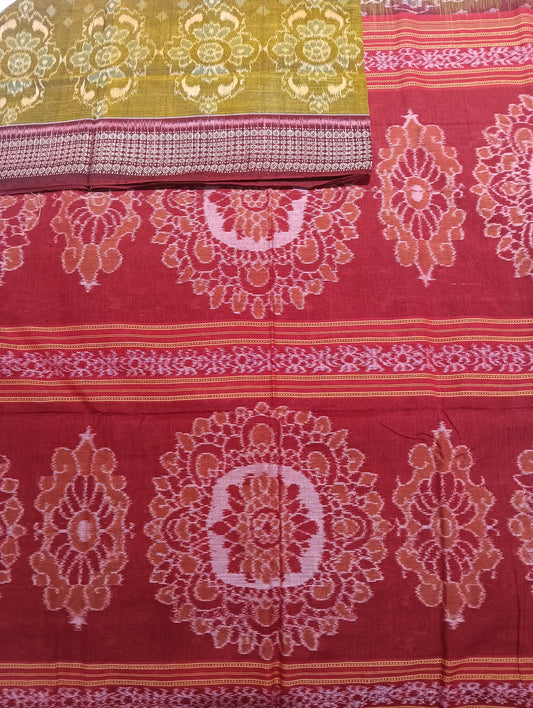 Rich gold cotton sambalpuri saree (4060) - Tilottama