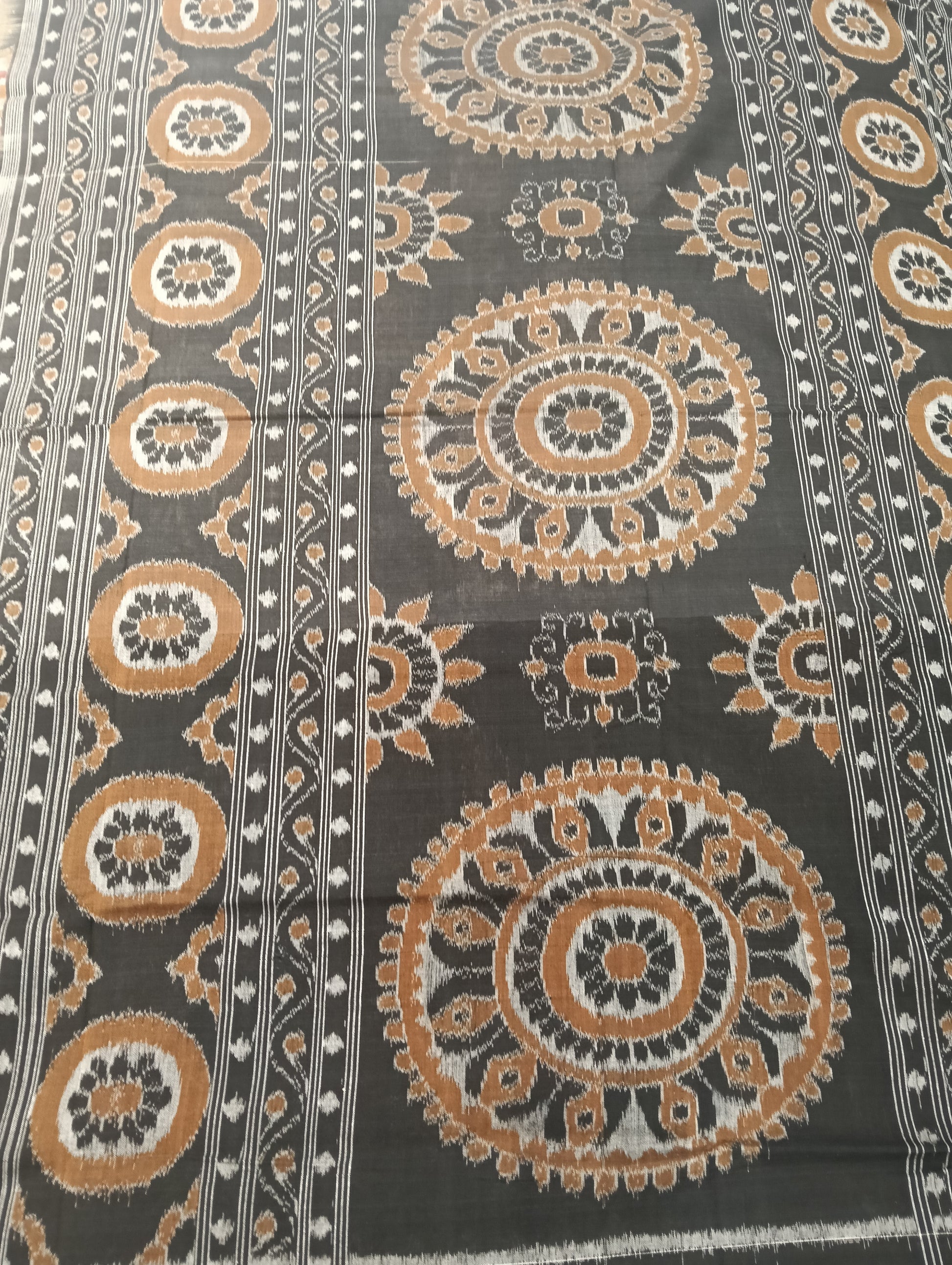 Grey black cotton sambalpuri saree (3046) - Tilottama