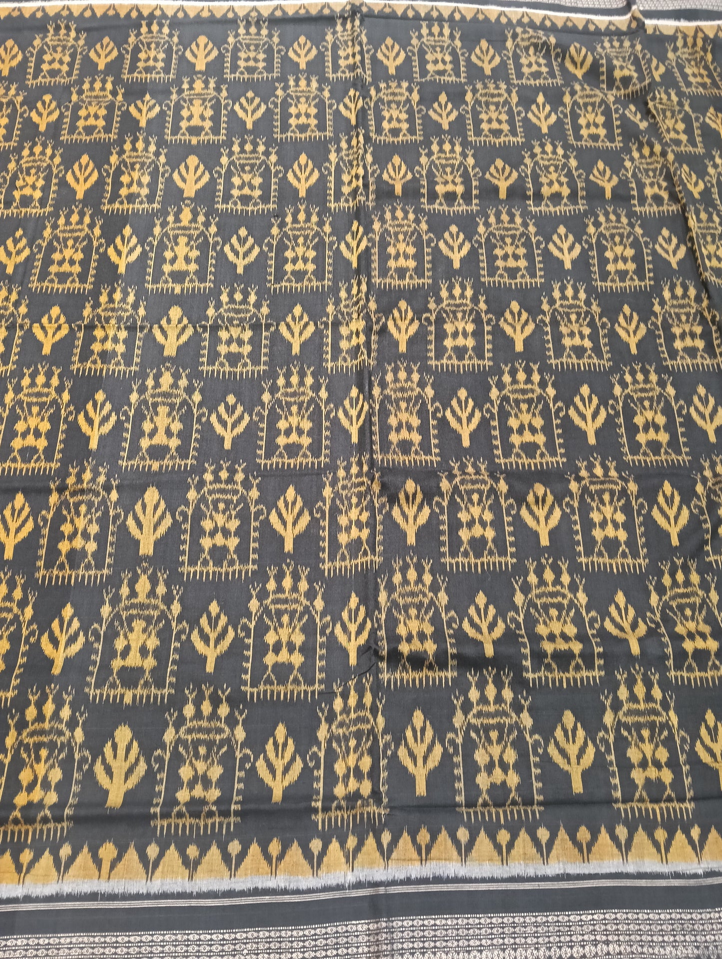Golden black cotton sambalpuri saree (1537) - Tilottama